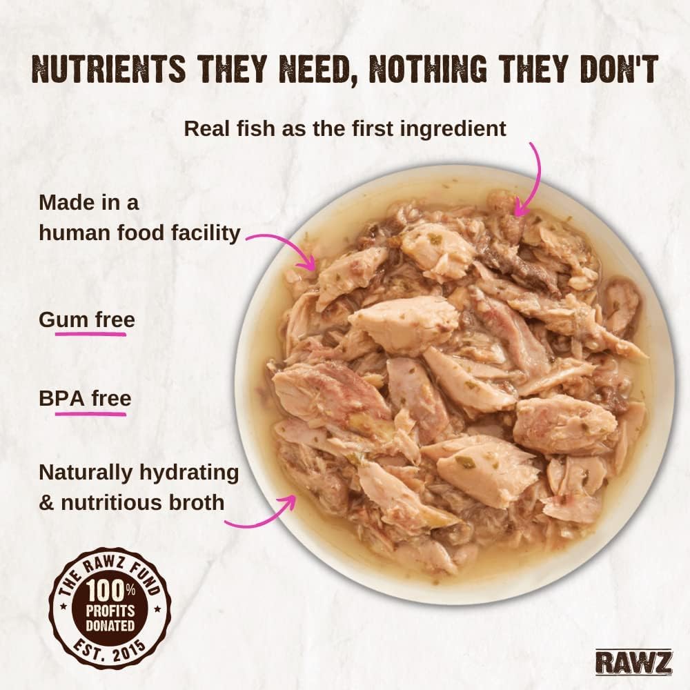 Rawz Natural Premium Canned Cat Wet Food Shredded - 12 Pack Variety Bundle with 4 Flavors (Tuna & Salmon, Chicken Liver, Tuna & Chicken, Chicken & Pumpkin) - 5.5 oz Cans - Grain-Free High Protein Meal for Adult Cats - Perfect for Picky Eaters & Daily Feeding