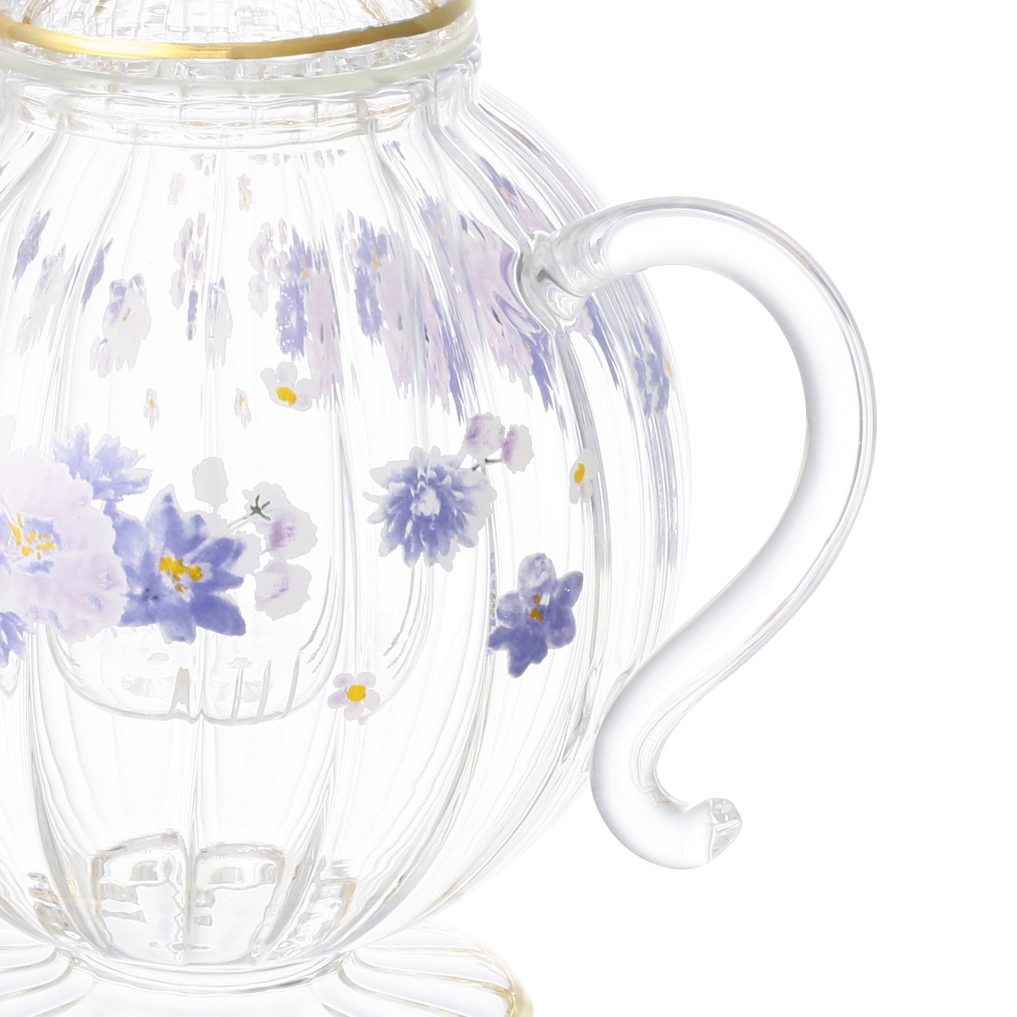 Elegant Purple Flower Frill Glass Teapot - Perfect for Afternoon Tea, Gifts & Home Decor