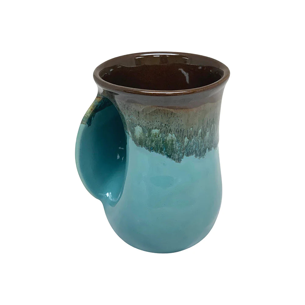 Clay in Motion Handwarmer Mug for Left Handed Users - Ocean Tide Color | Perfect for Coffee, Tea & Hot Drinks at Home, Office or Outdoor Adventures
