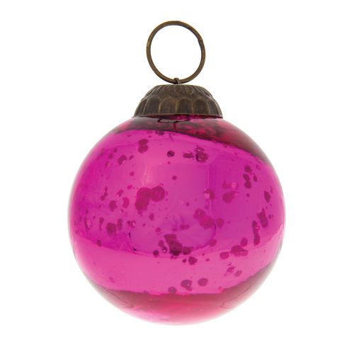 3-Pack Fuchsia Ava Mercury Glass Ball Ornaments - Elegant Christmas Tree Decorations for Holiday Home & Party Decor