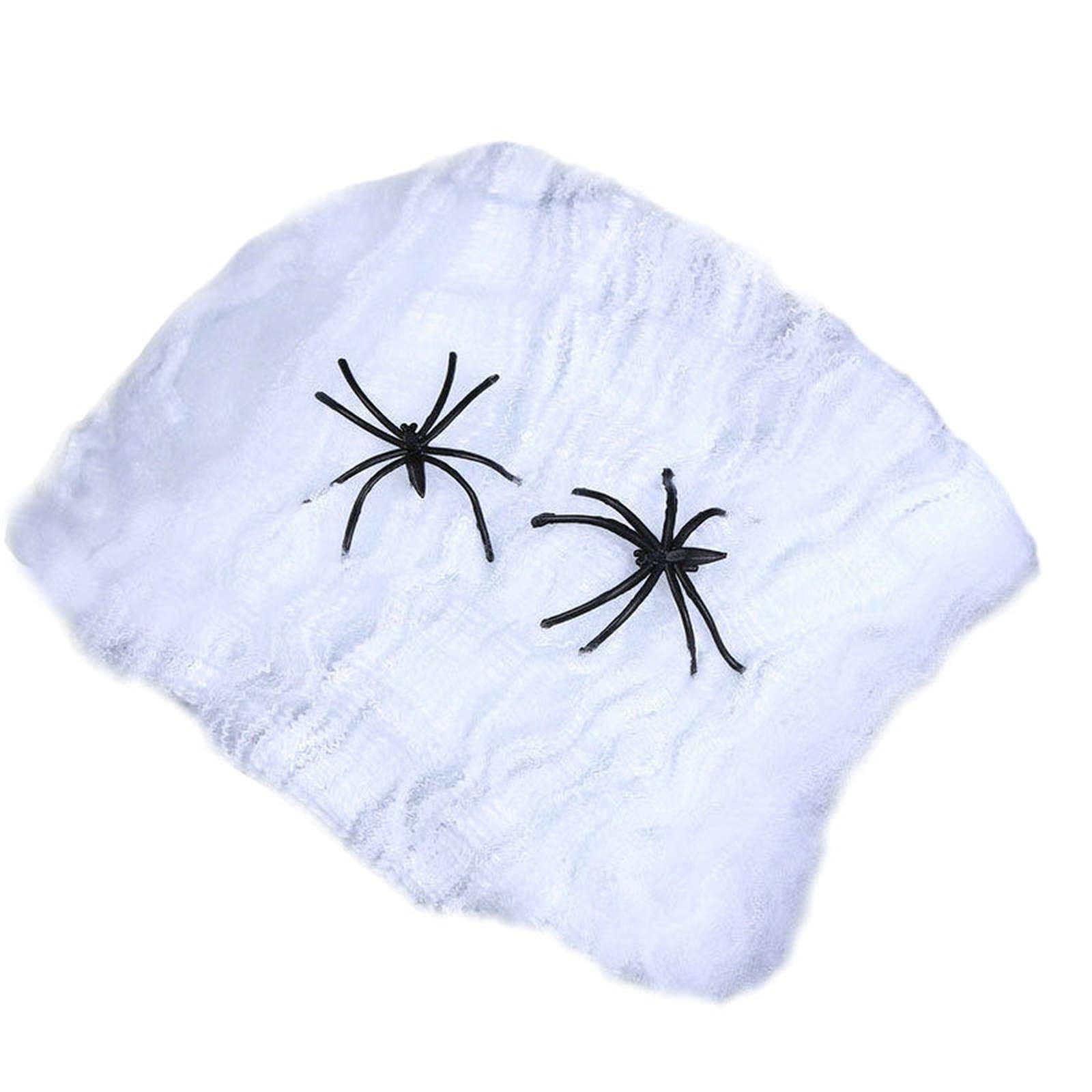Halloween Spider Web Decorations with 2 Fake Cobwebs - Scary Indoor Halloween Props for Kids, Boys & Girls - Perfect for Party Decor, Haunted House, and Trick or Treat Fun