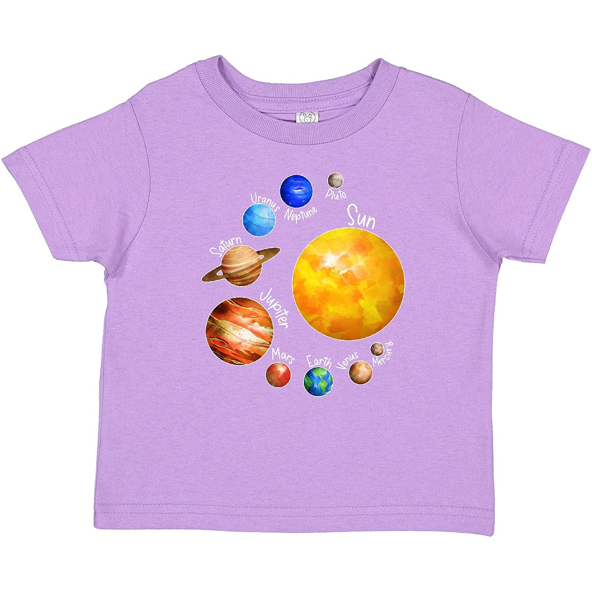 Inktastic Sun and Planets - Yes, and Pluto Baby T-Shirt | Cute Space-Themed Outfit for Infants & Toddlers | Perfect for Astronomy Lovers, Birthday Gifts & Playdates