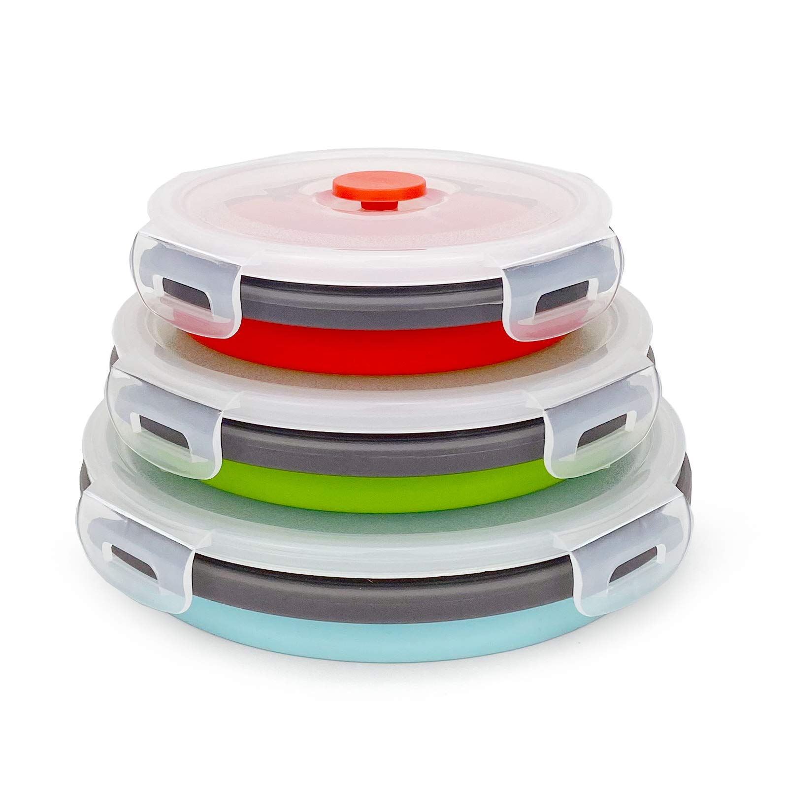 Collapsible Silicone Food Storage Containers with Lids - 3-Pack (350ml, 500ml, 800ml) - Reusable, Stackable & Space Saving - Microwave & Freezer Safe - Perfect for Meal Prep, Leftovers & On-the-Go Snacks