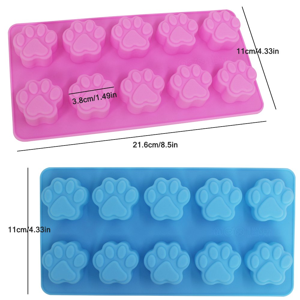 Premium Food-Grade Silicone Paw Print Molds - Set of 4 Reusable Baking Molds for Dog & Cat Treats, Ice Cubes, Chocolate, Candy | Oven, Freezer & Dishwasher Safe | Perfect for Pet Parties, DIY Treats & Holiday Baking