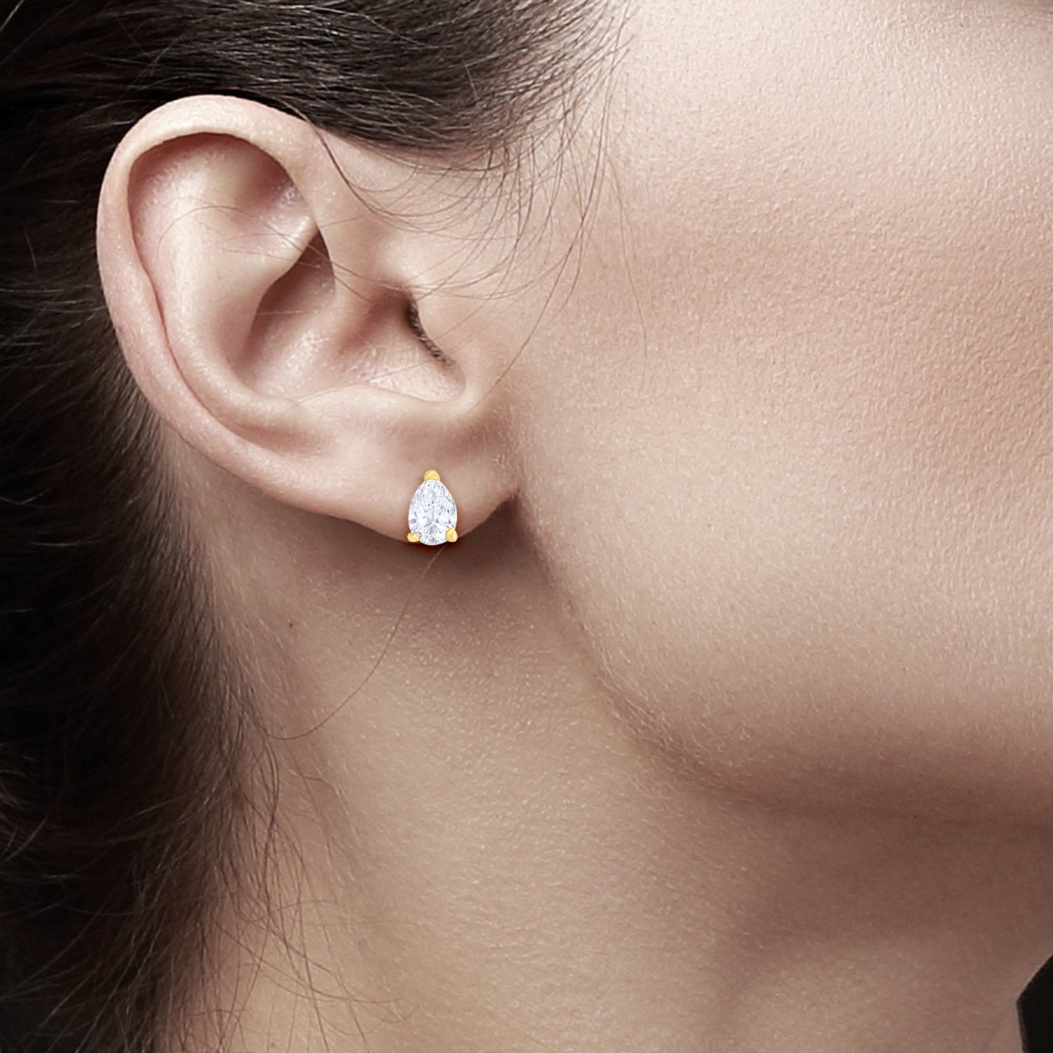 9MM Cubic Zirconia CZ Pear Shaped Tear Drop Stud Earrings for Women - Elegant Dangle Earrings for Wedding, Party & Special Occasions