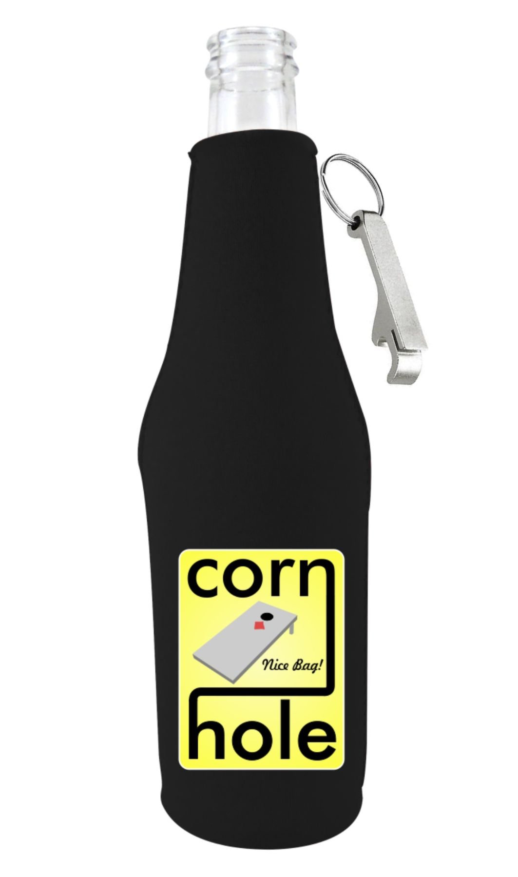 Premium Cornhole Bag & Bottle Cooler with Opener - Black - Perfect for Backyard BBQs, Tailgating, and Outdoor Parties