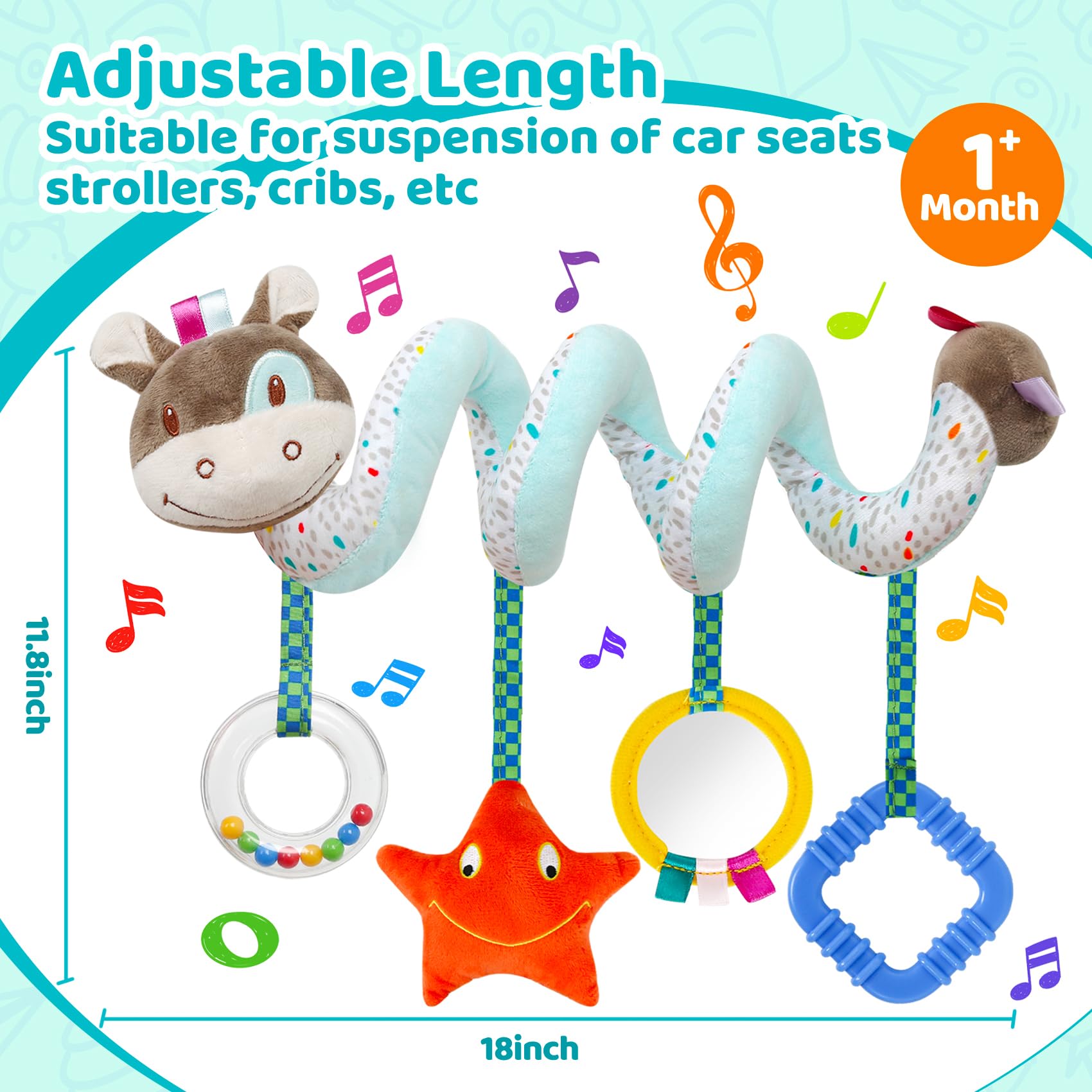 High Contrast Black and White Baby Toys for Newborns 0-6 Months - Sensory Infant Development Toys for Crib, Car Seat & Stroller - Perfect Easter, Birthday & Baby Shower Gift for Boys and Girls - Stimulate Visual Development & Entertain Baby On-the-Go