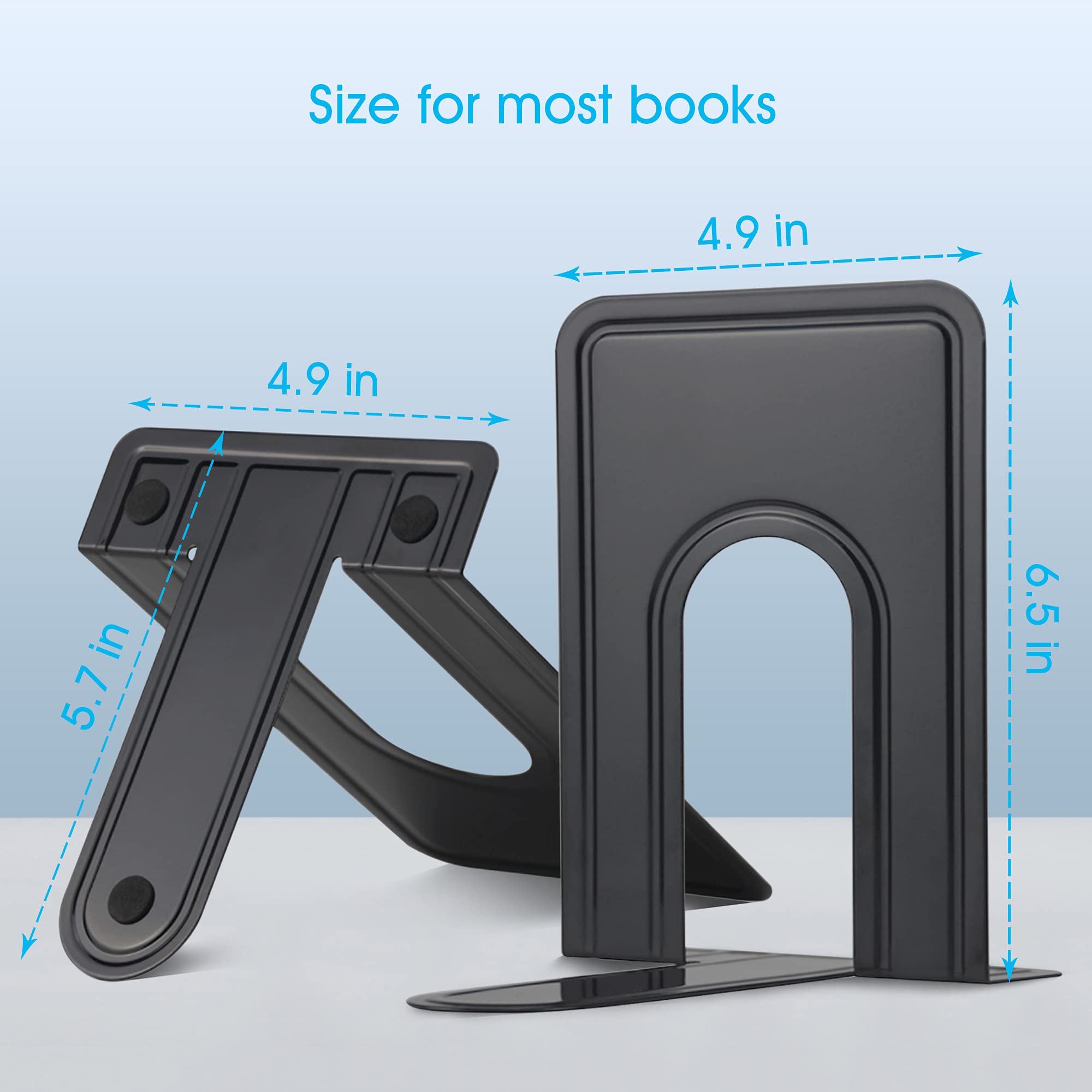 HappyHapi Heavy Duty Metal Bookends - 24 Pack for Office, Home & Library - Secure Book Holders for Shelves & Heavy Books - Perfect for Organizing Textbooks, Cookbooks & Decorative Displays