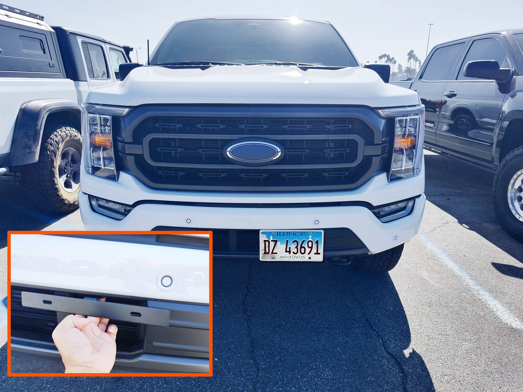 EZ Mount License Plate Relocation Bracket for Jeep Wrangler & Ford Bronco/F150/F250 - Off-Road & Street Legal Solution for Front Bumper Customization