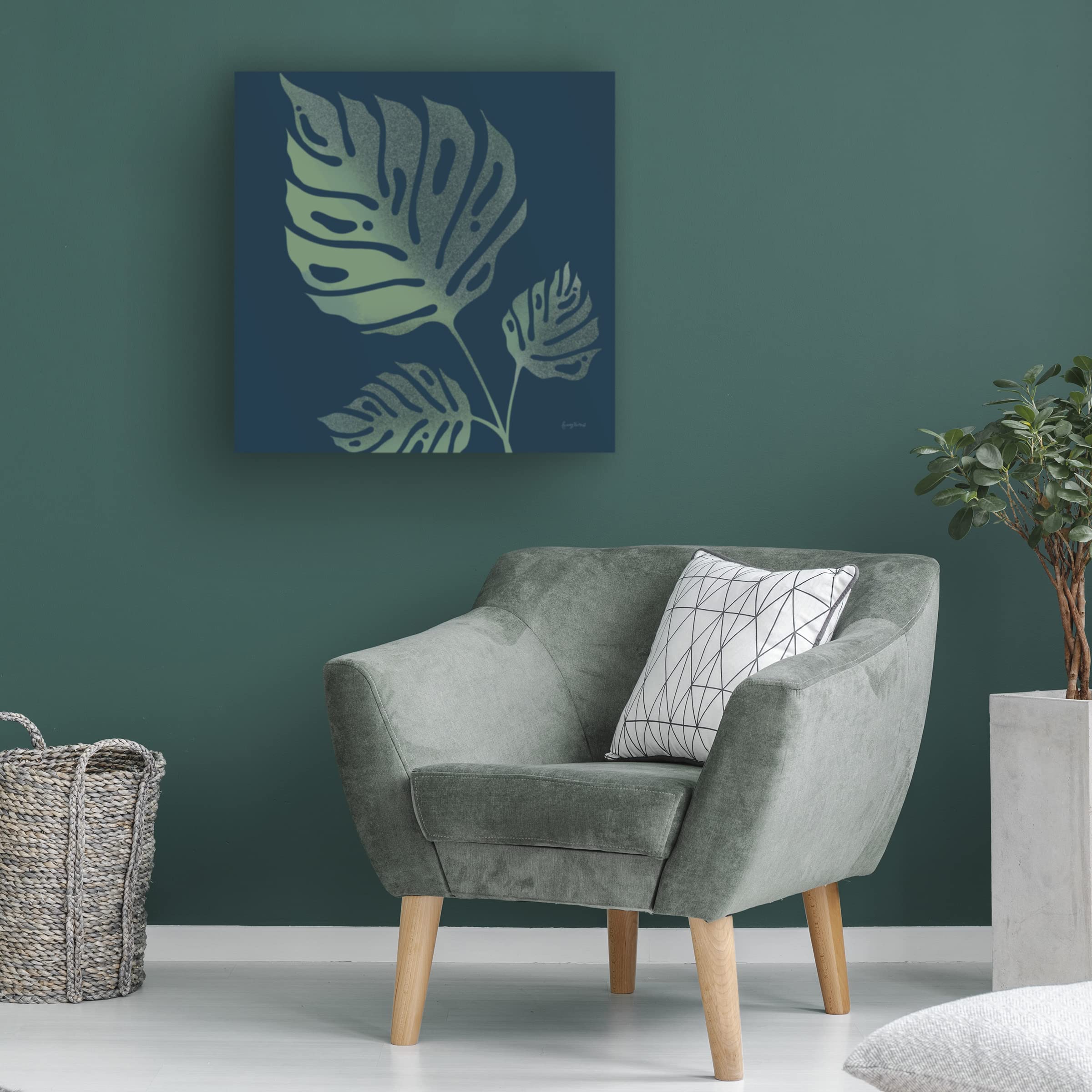 Trademark Fine Art 'Monstera IV' Canvas Wall Art by Becky Thorns - Tropical Botanical Painting for Living Room, Bedroom & Office Decor