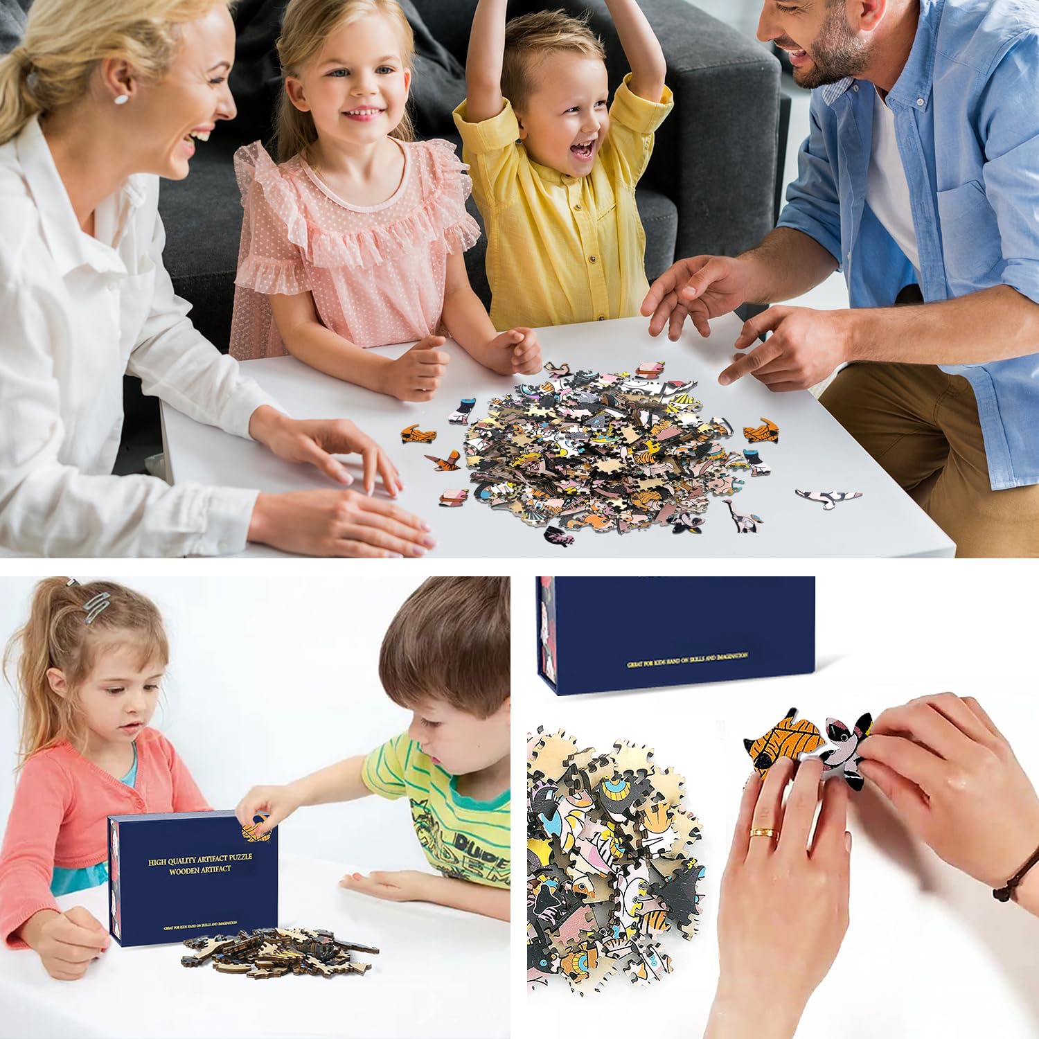 200-Piece Wooden Animal Shaped Puzzle for Adults & Kids - Unique Cat Puzzle with Gift Box - Perfect for Family Game Night & Educational Play