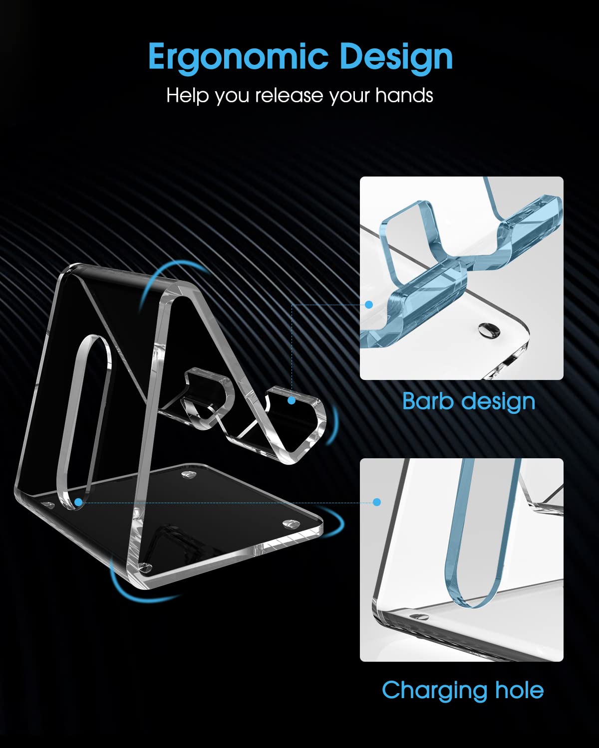 KTRIO Clear Acrylic Brochure Holder & Phone Stand - Sleek Desk Organizer for Office, Restaurant, or Retail Display - Perfect for Brochures, Menus, and Smartphones