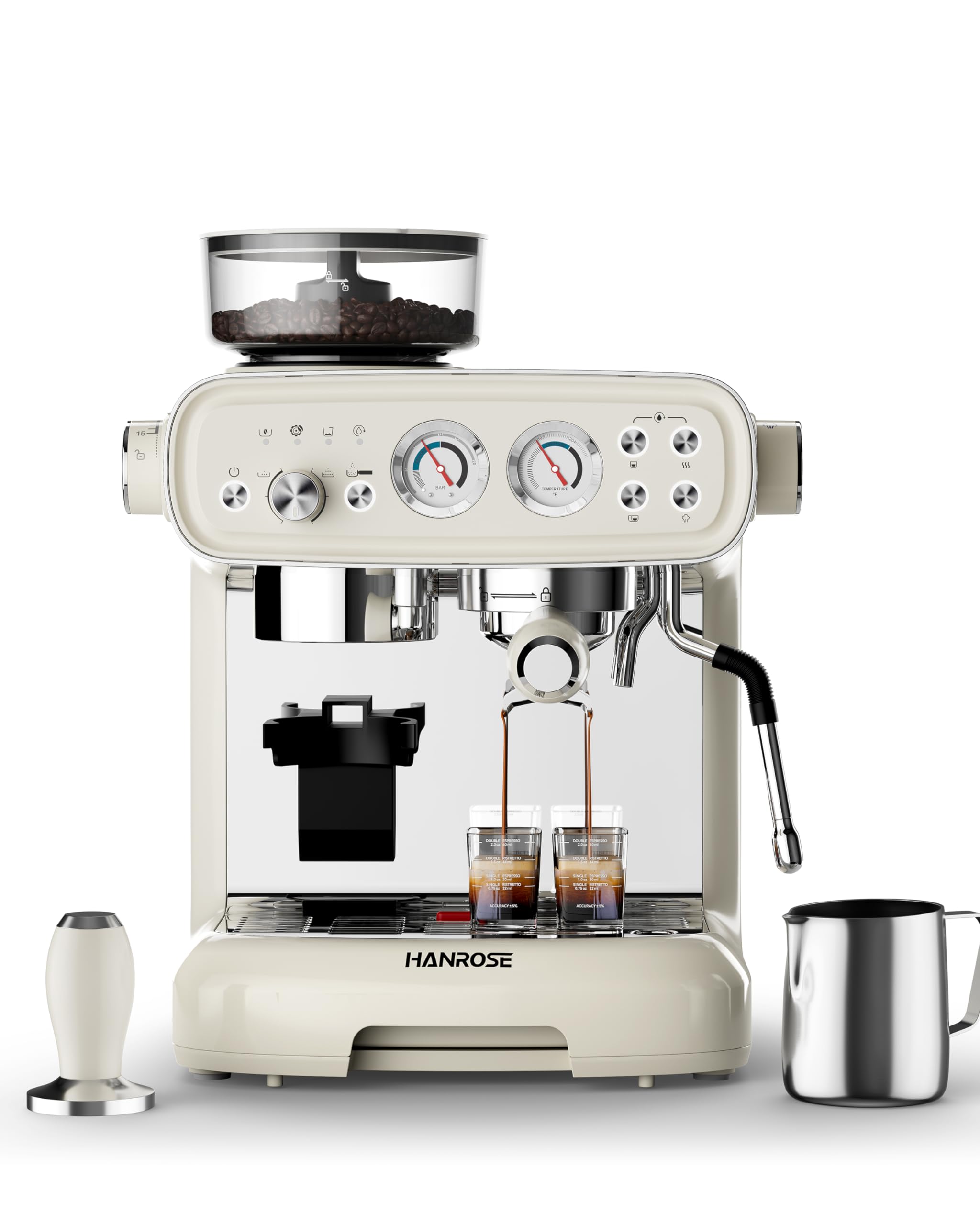 Premium 20 Bar Espresso Machine with Built-in Grinder & Milk Frother - Professional Home Coffee Maker for Latte, Cappuccino & Espresso - Perfect for Kitchen, Office & Coffee Shop Use