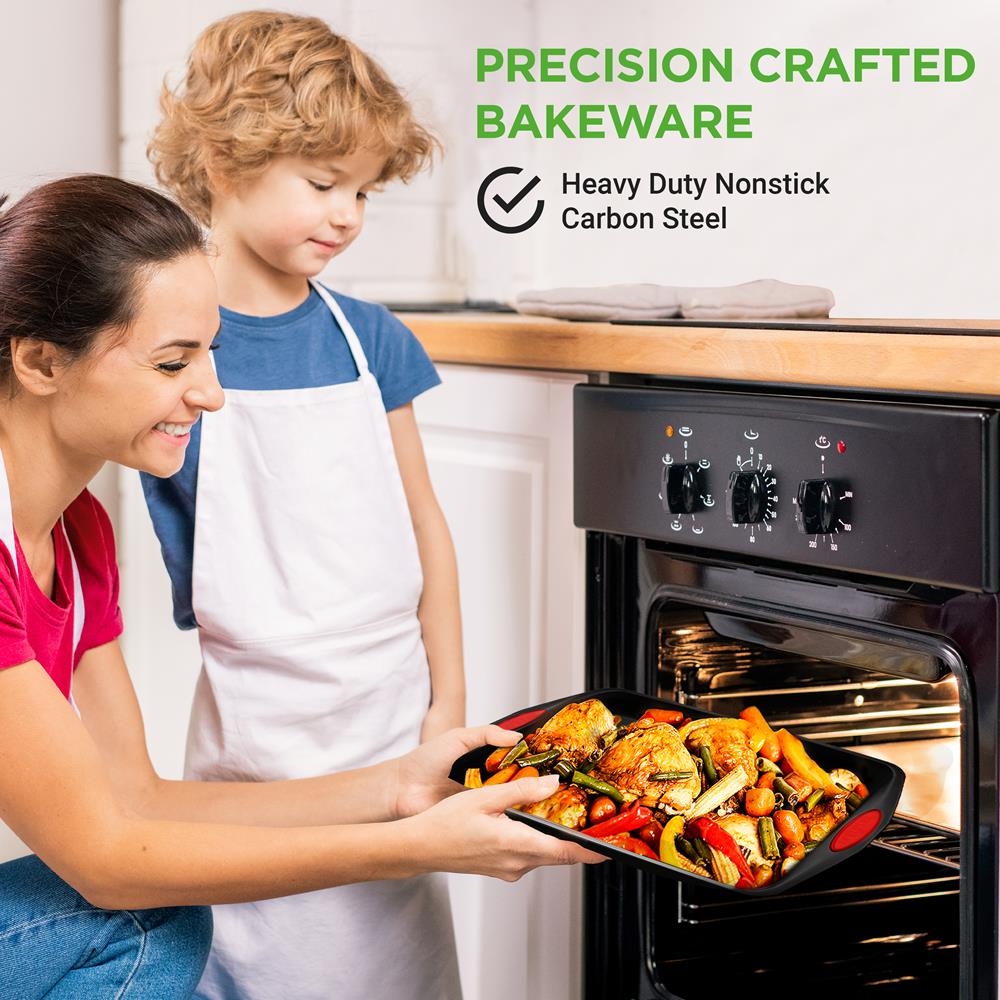 Non-Stick Baking Pans Set for Oven - 3 Piece Cookie Sheet, Pizza Pan & Cake Pan - Perfect for Baking, Roasting & Cooking - Ideal for Home, Restaurant & Party Use