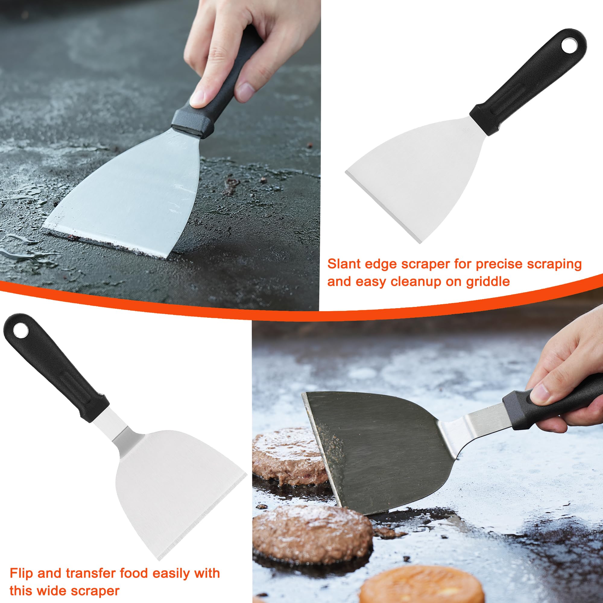 Blackstone Griddle Accessories Kit - 40PCS Premium Stainless Steel Cooking Set with Basting Cover, Spatula, Scraper, Burger Press, Tongs & Cleaning Tools | Perfect for Outdoor BBQ, Camping, Tailgating & Backyard Grilling