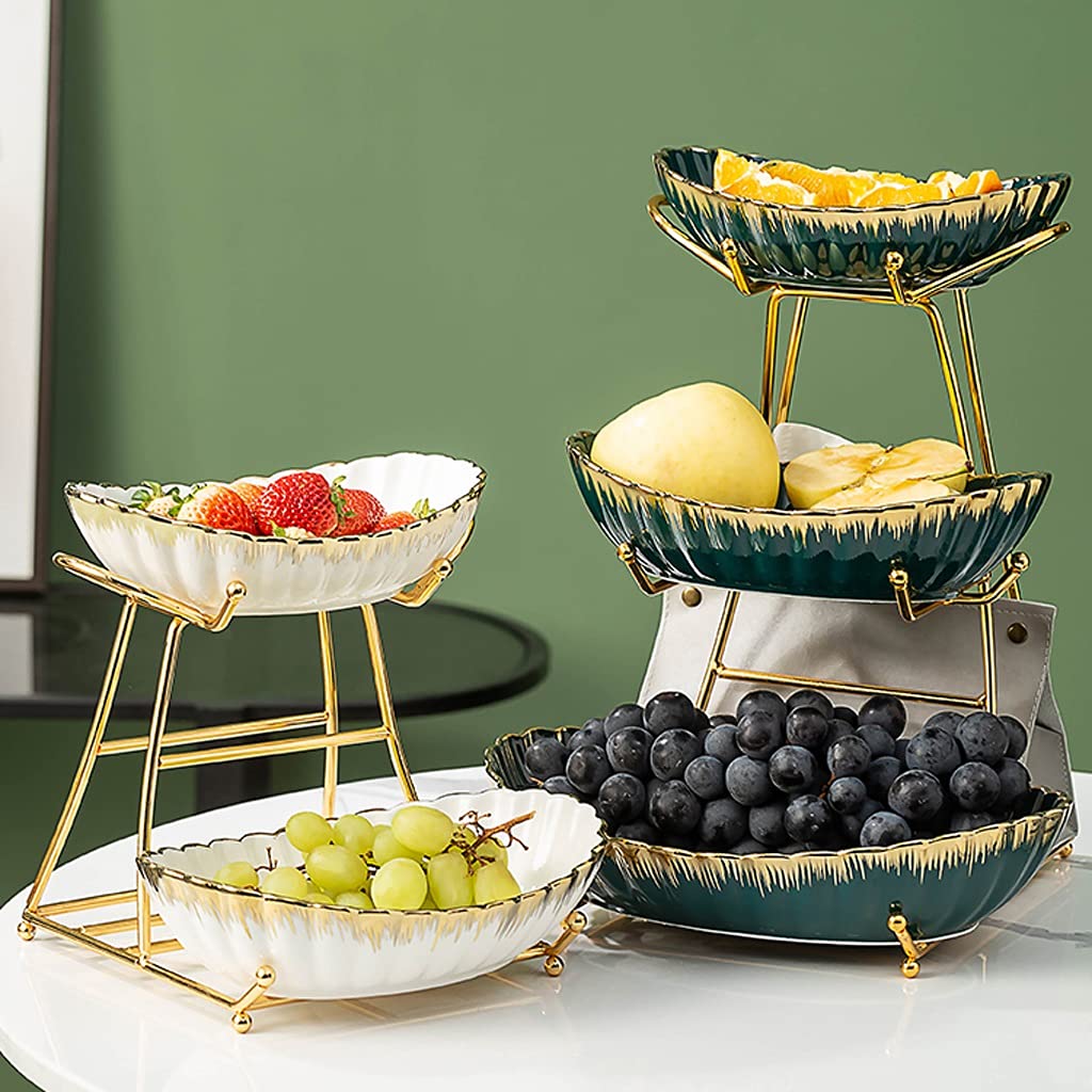 3-Tier White Modern Fruit Basket Tray - Multi-Layer Luxury Serving Dish for Living Room, Coffee Table, Dining Table | Perfect for Entertaining, Parties & Home Decor