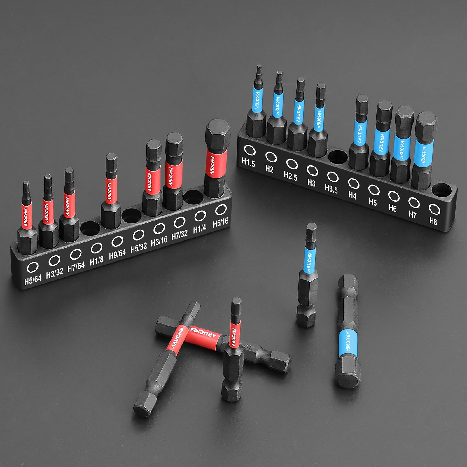 20-Piece Hex Head Allen Wrench Drill Bit Set - Metric & SAE S2 Steel Key with Magnetic Tips - 1/4