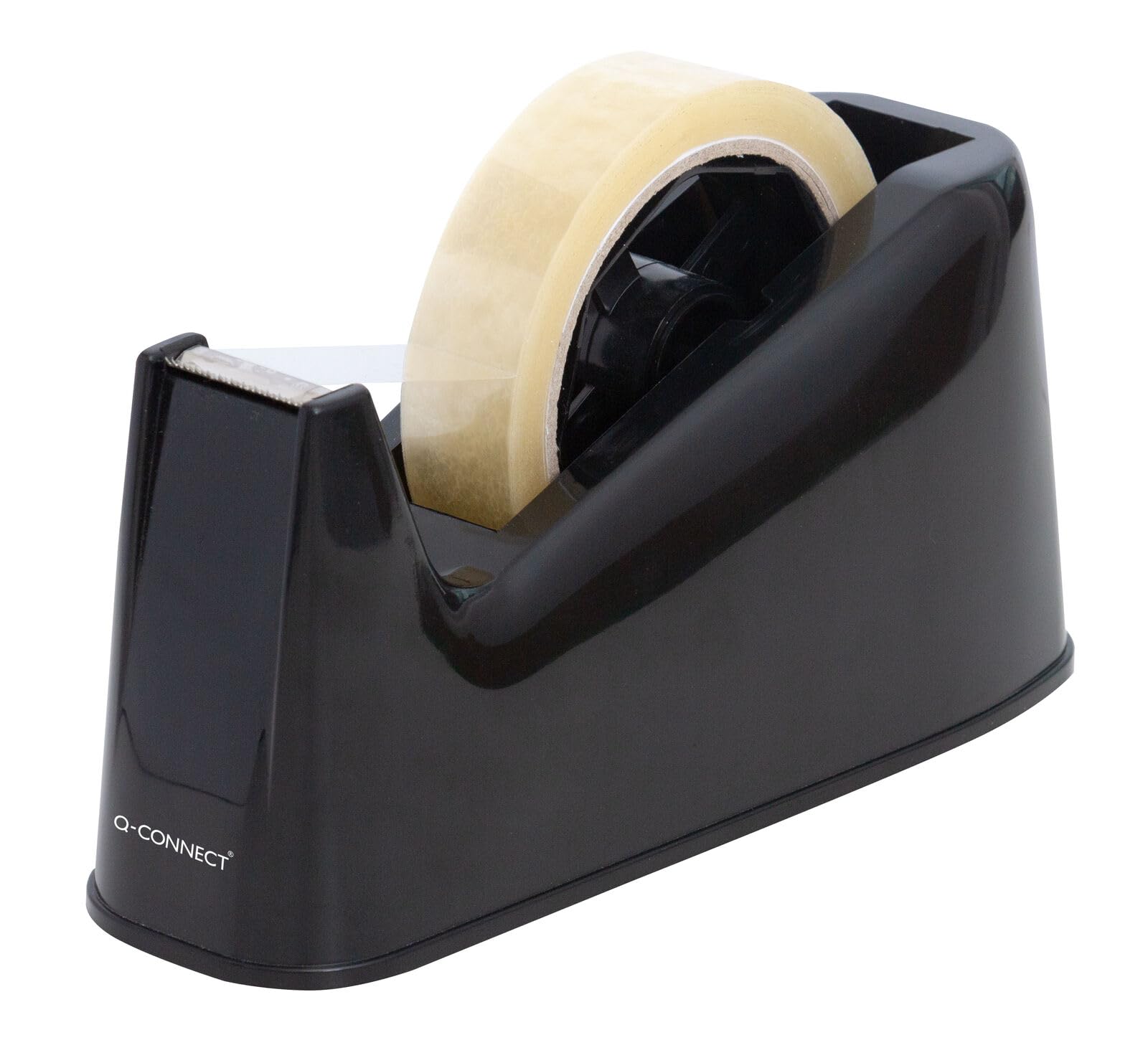 Q Connect Black Desk Tape Dispenser - Heavy Duty Adhesive Tape Holder for Office, School & Home Use - Perfect for Wrapping, Packing & Crafting