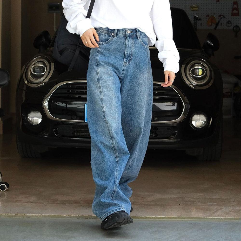 Blue Denim High Waist Wide Leg Pants for Women - Comfortable Stretchy Jeans with Pockets | Perfect for Casual Outfits, Office Wear & Weekend Errands