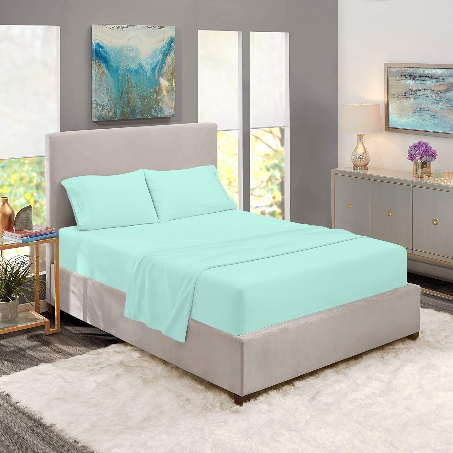 Premium 6-Piece Queen Bed Sheet Set - 400 Thread Count 100% Egyptian Cotton, Super Soft Hotel Quality with 21
