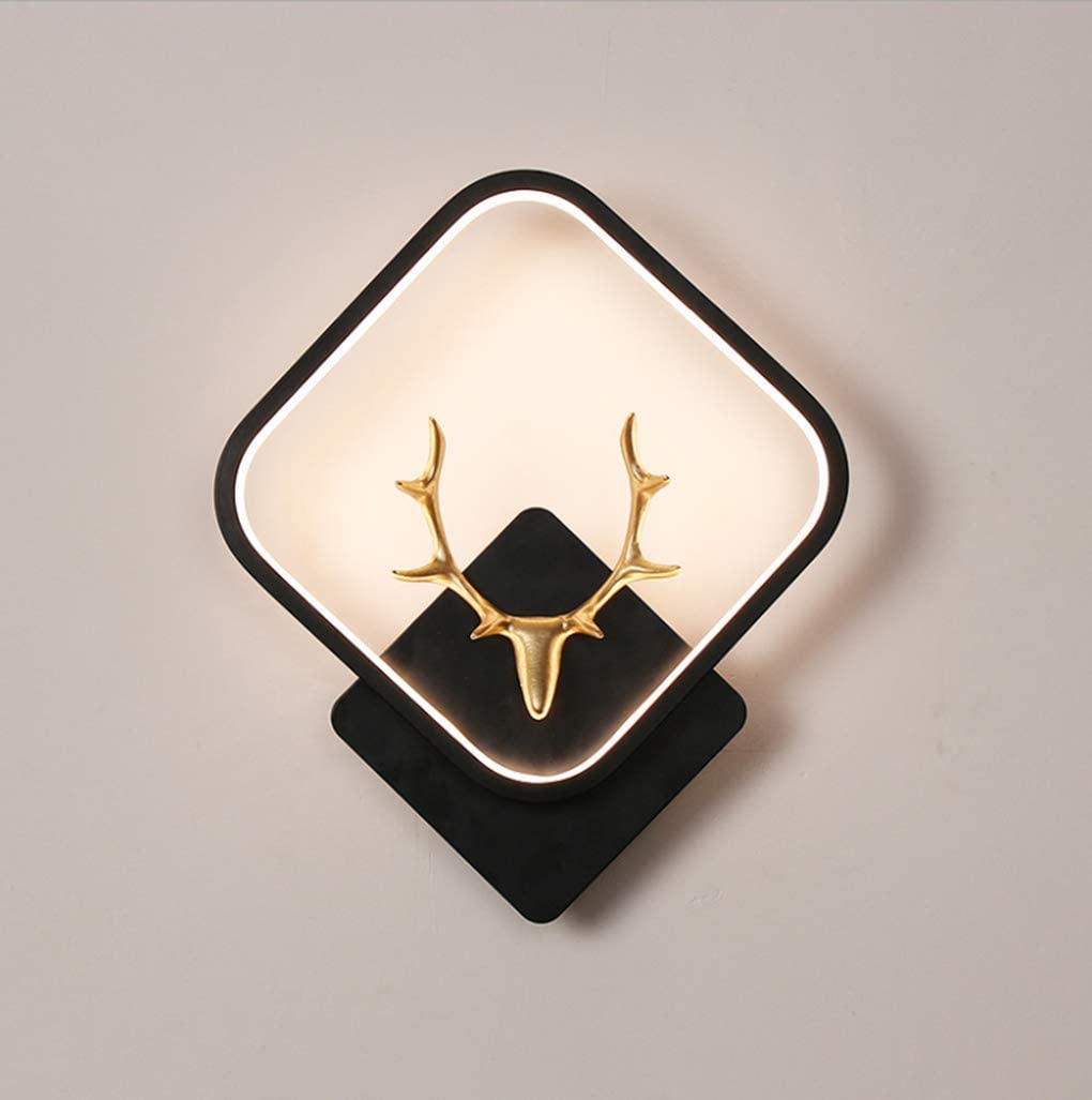 YKLL 15W LED Modern Deer Wall Light - Minimalist Iron Acrylic Sconce for Bedroom, Living Room, Hallway & Staircase - Warm White Bedside Decor Lamp - Perfect for Ambient Lighting and Home Decoration