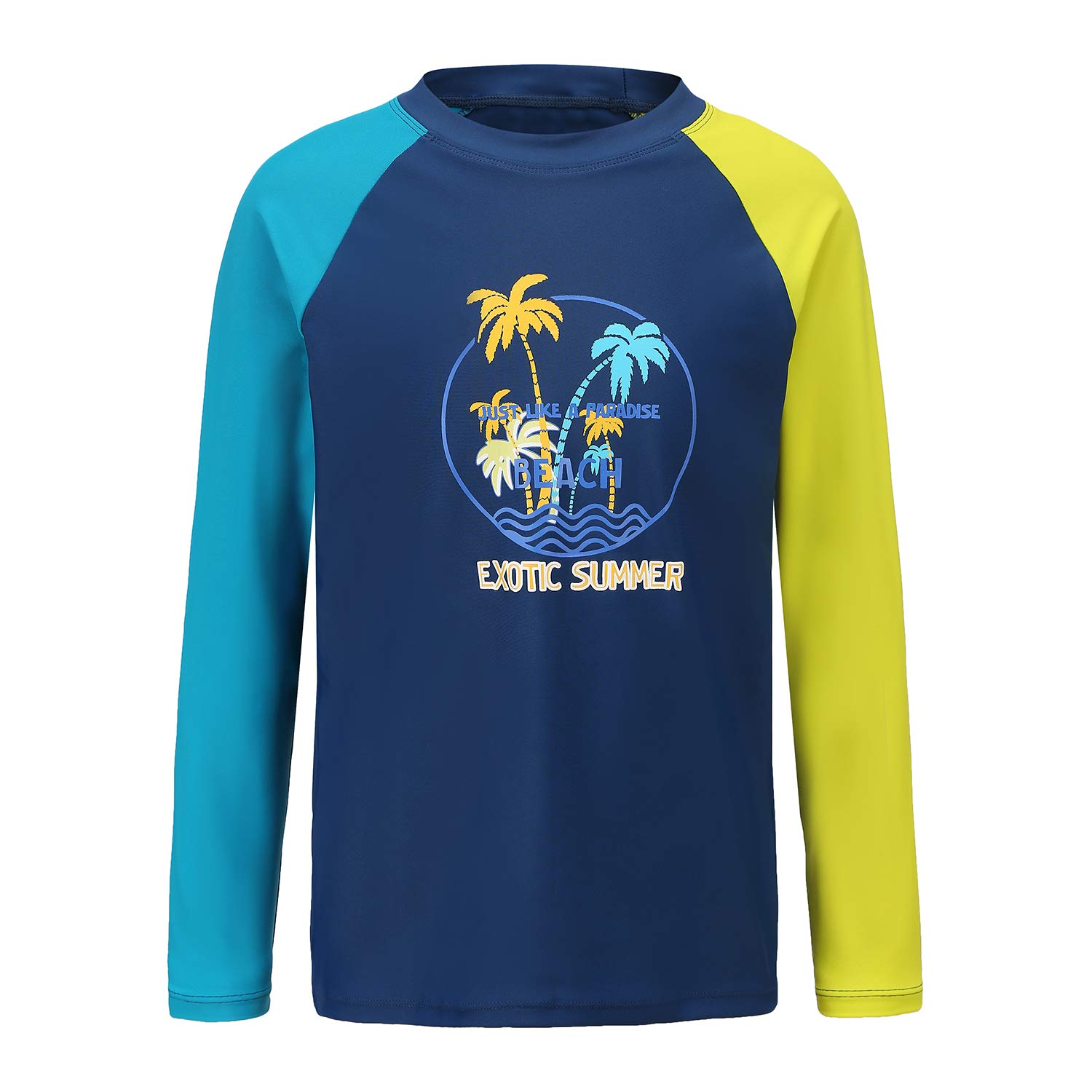 Kids UPF 50+ Sun Protection Swim Shirt - Boys Long Sleeve Rash Guard Shirts for Swimming, Beach & Water Activities