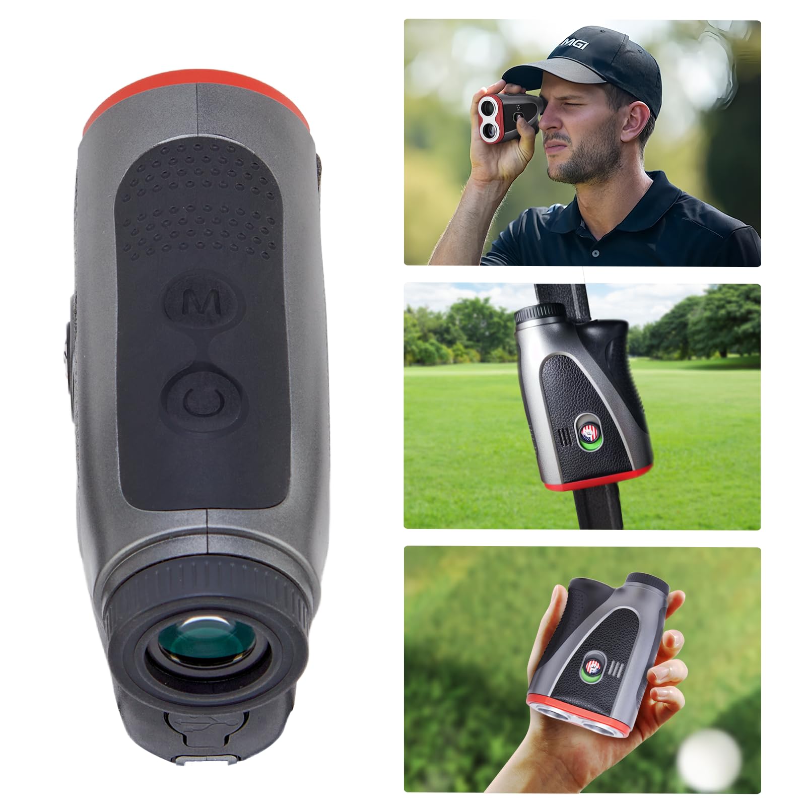 **1200 Yards Golf Rangefinder with Slope - Laser Range Finder with Flag Lock, Vibration, 7X Magnification & Rechargeable Battery | Magnetic Stripe & Premium Faux Leather | Perfect for Golfers, Hunters & Outdoor Enthusiasts**