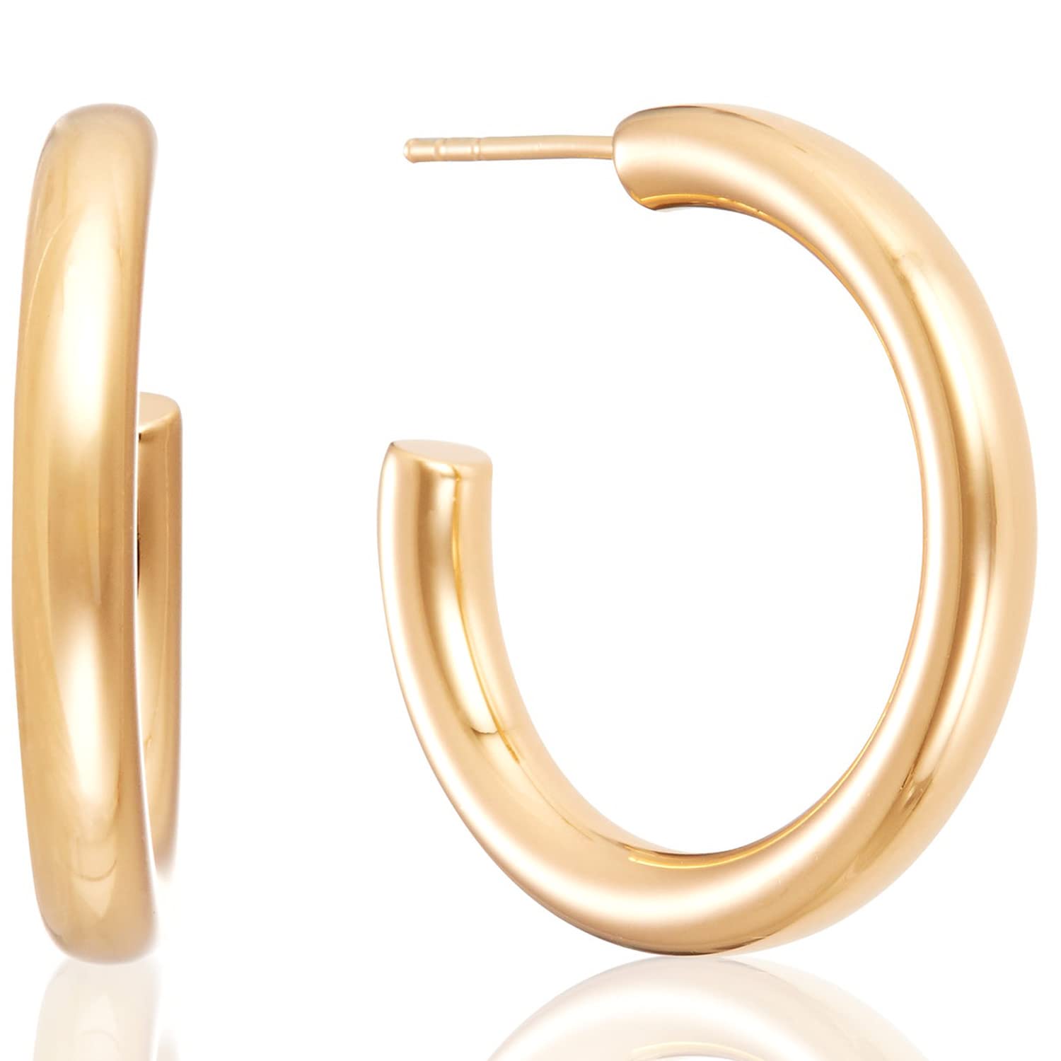 14K Gold Hoop Earrings for Women - Thick Infinity 14K Gold Hoops, Classic Comfort Fit 24mm, Perfect Gift for Her - Ideal for Everyday Wear, Parties & Special Occasions