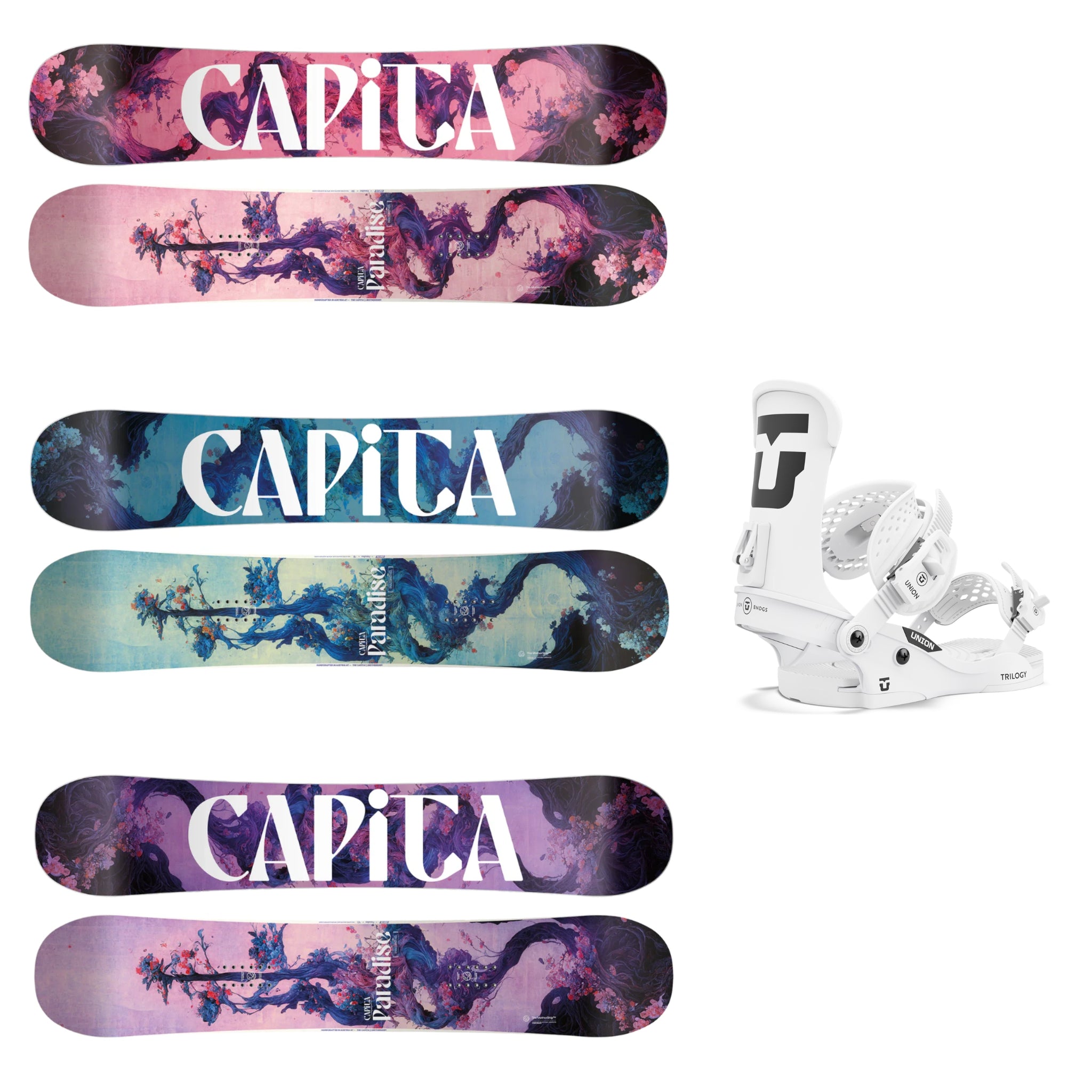 CAPiTA Women's Paradise Snowboard with Union Trilogy Bindings 2025 - All-Mountain Freestyle Snowboard for Women | Perfect for Powder, Park & Groomed Runs