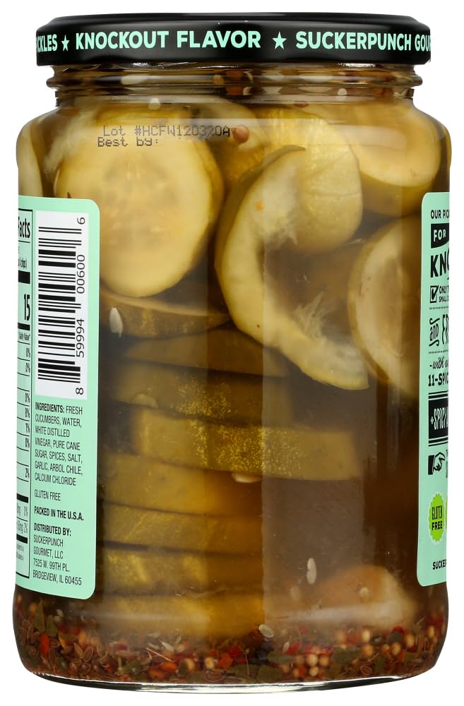 SuckerPunch Spicy Garlic Original Pickles - 24oz (Pack of 12) | Bold & Tangy Flavor | Perfect for Burgers, Sandwiches & Snacking | Great for BBQs, Parties & Gifts