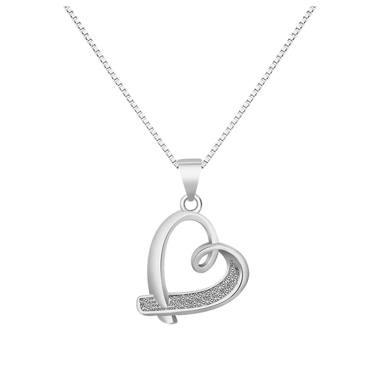 Reokoou Women's Heart Pendant Necklace - Elegant Rhinestone Clavicle Chain, Perfect Birthday Gift & Fashion Jewelry for Her | Ideal for Date Nights, Anniversaries & Special Occasions