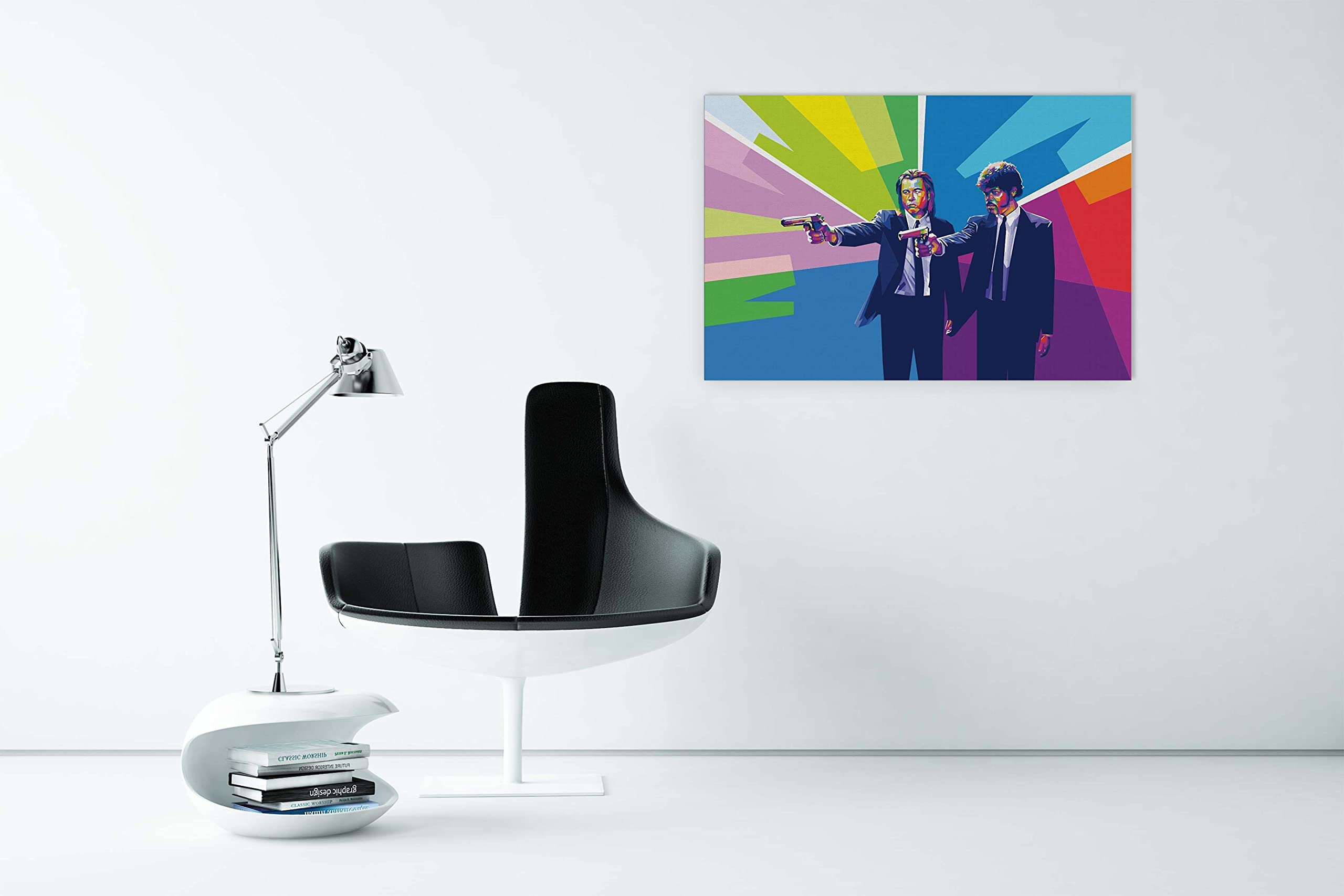 Pulp Fiction Pop Art Canvas - Framed Wall Decor (16x16in) for Living Room