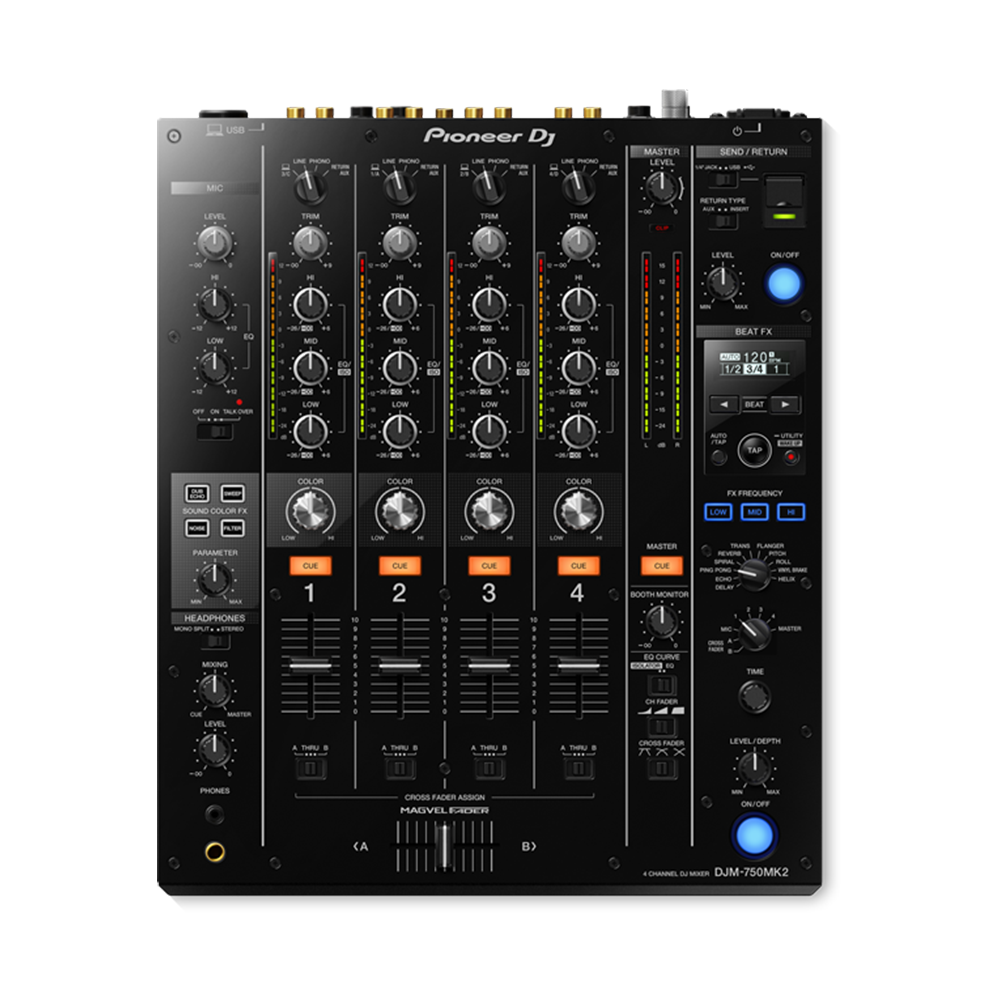 Pioneer DJM-750MK2 Professional 4-Channel DJ Mixer - High-Performance Audio Mixing for Clubs, Events & Home DJing