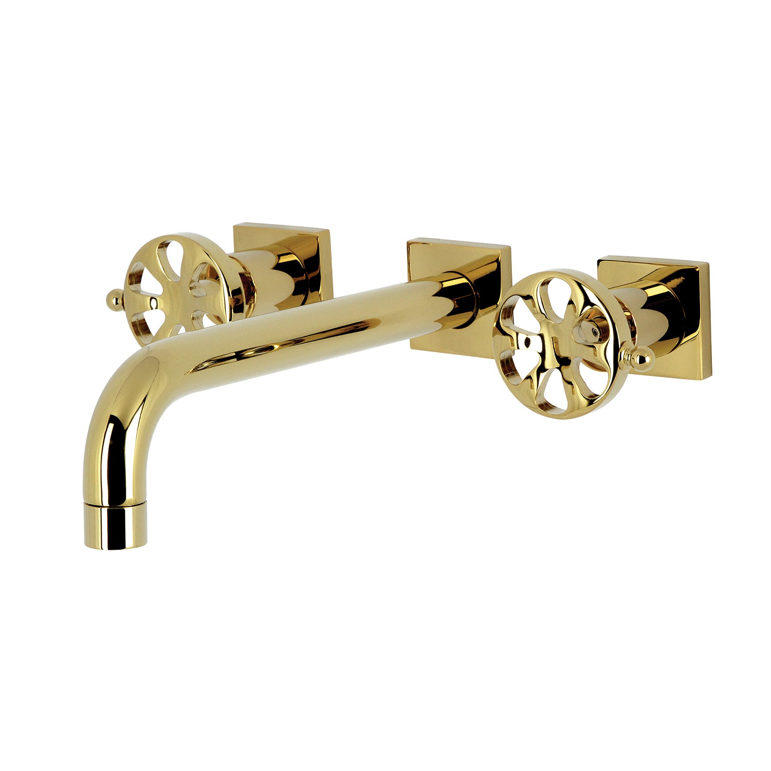Belknap KS6022RX Two Handle 3 Hole Wall Mount Roman Tub Faucet in Polished Brass - Luxury Bathroom Fixture for Spa-Like Experience