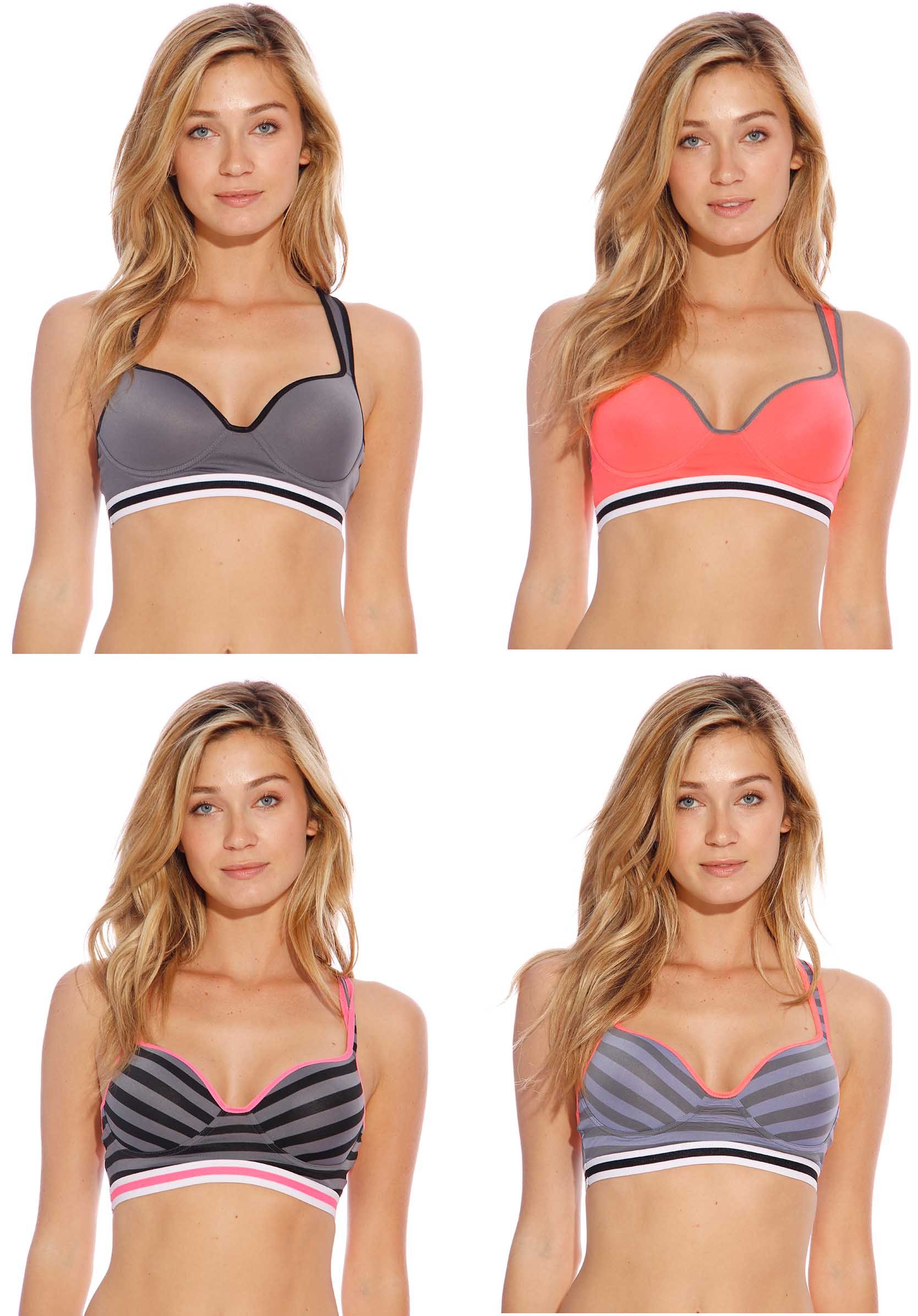 High Support Racerback Sports Bras for Women - 4 Pack - Moisture Wicking & Breathable Workout Bras for Running, Yoga & Gym
