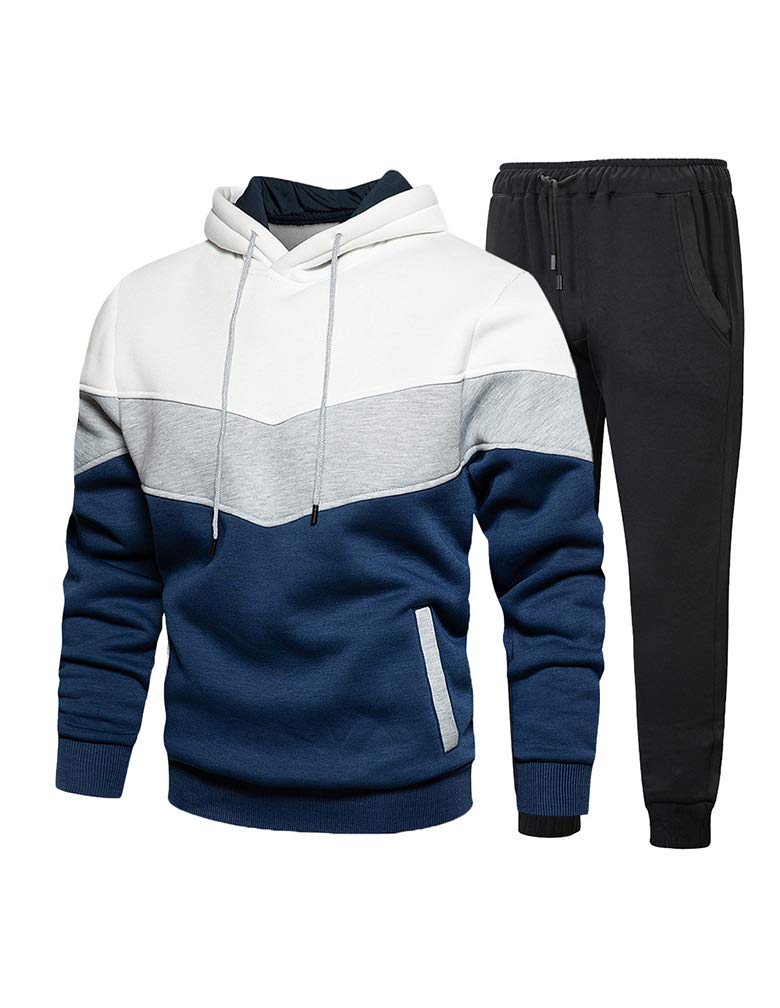 Tebreux Men's Jogging Tracksuit 2-Piece Athletic Outfit - Hoodie & Sweatpants Set for Running, Gym, and Casual Wear