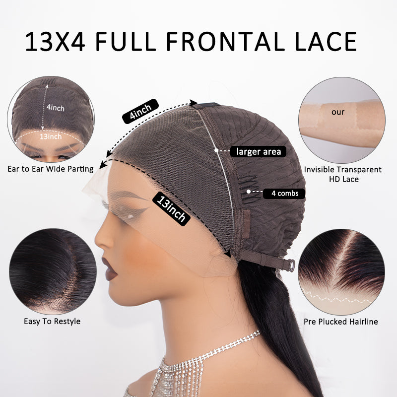 Eullair 13x4 Lace Front Wig - Two Tone Blonde Human Hair Loose Wave with Bangs & Pre-Plucked Hairline | Perfect for Cosplay, Daily Wear & Special Occasions