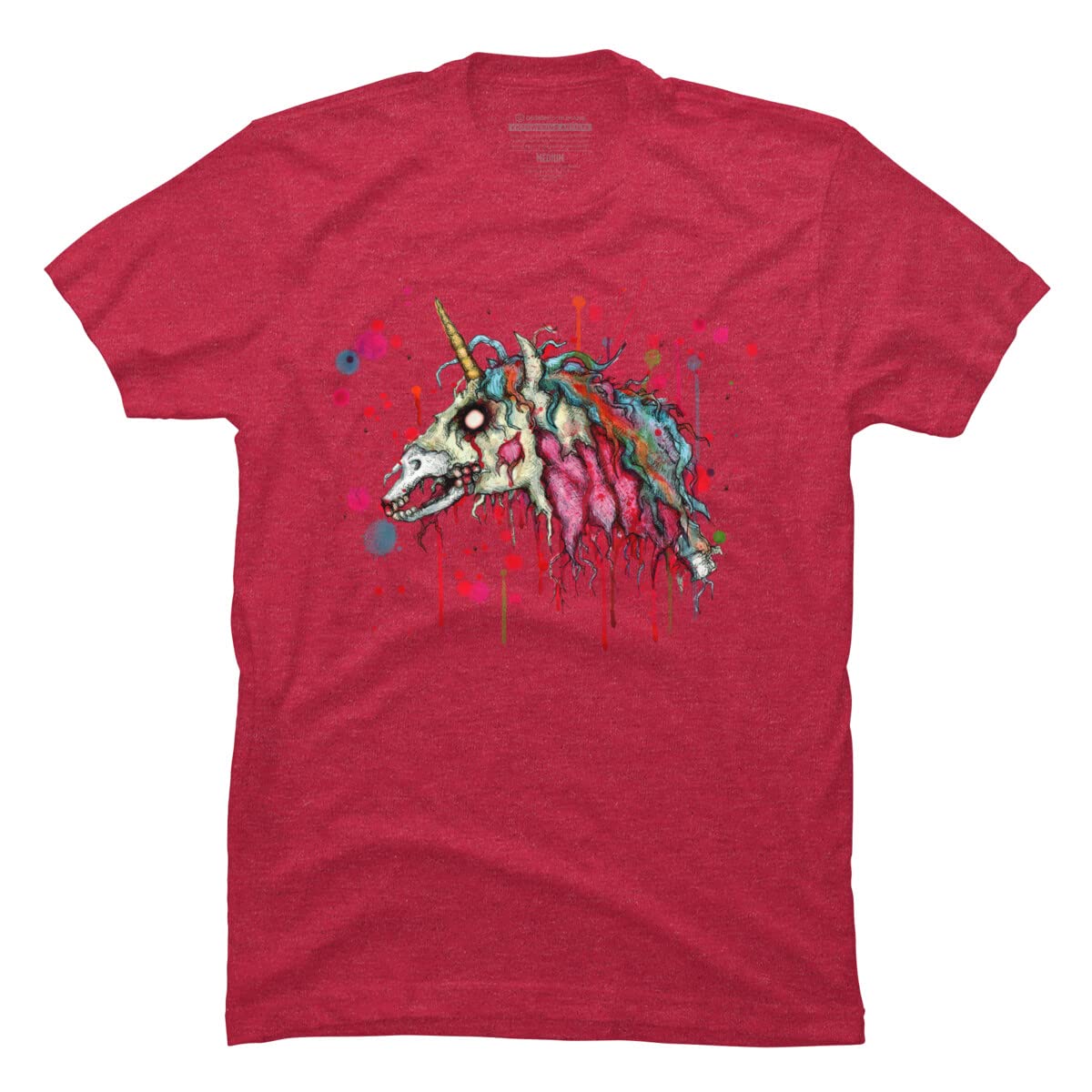 LVBArt Zombie Unicorn Graphic T-Shirt for Men | Cool Horror Fantasy Design | Perfect for Halloween, Cosplay & Casual Wear