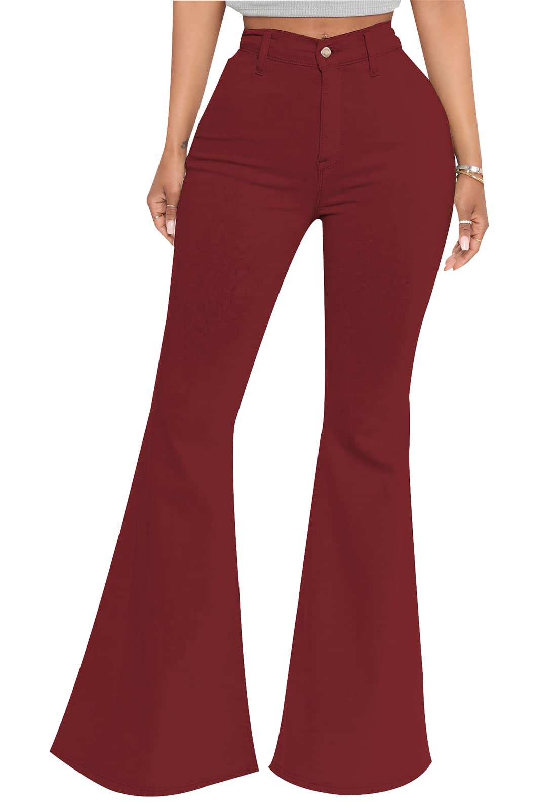 CutieLove Women's Ripped Bell Bottom Flare Jeans - Mid Rise Distressed Denim Pants for Casual Outfits & Retro Style