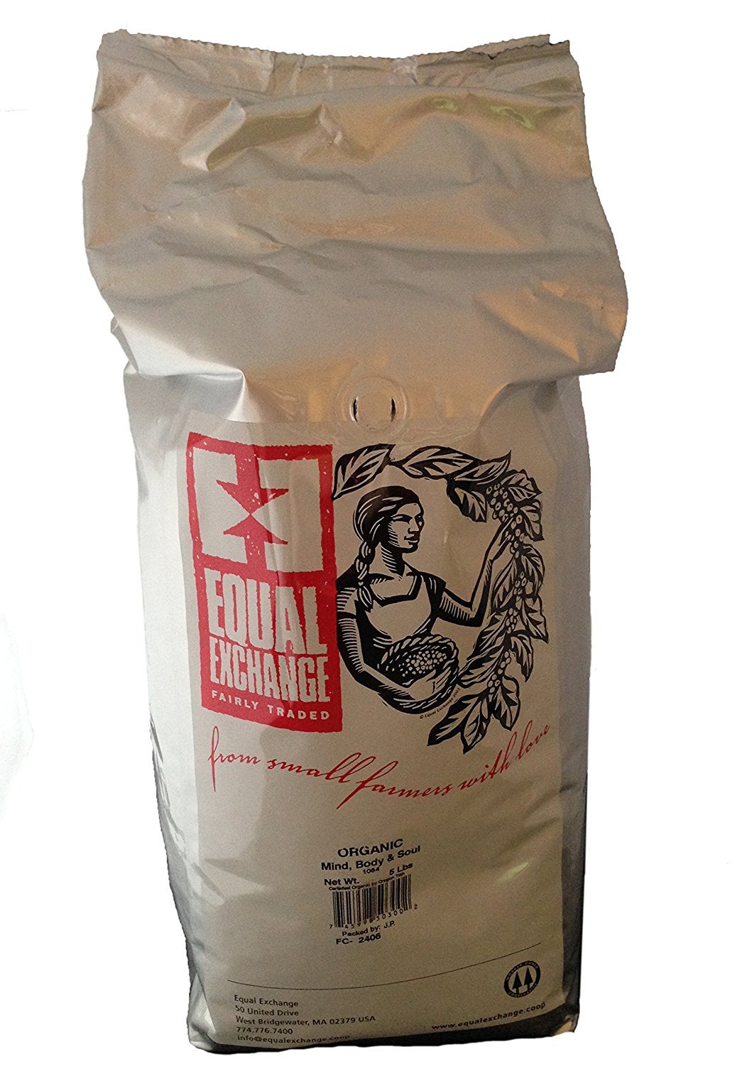 Equal Exchange USDA Organic Mind, Body & Soul Whole Bean Coffee - 5 Pound Bag | Premium Fair Trade Coffee Beans for Home Brewing, Office & Gifts