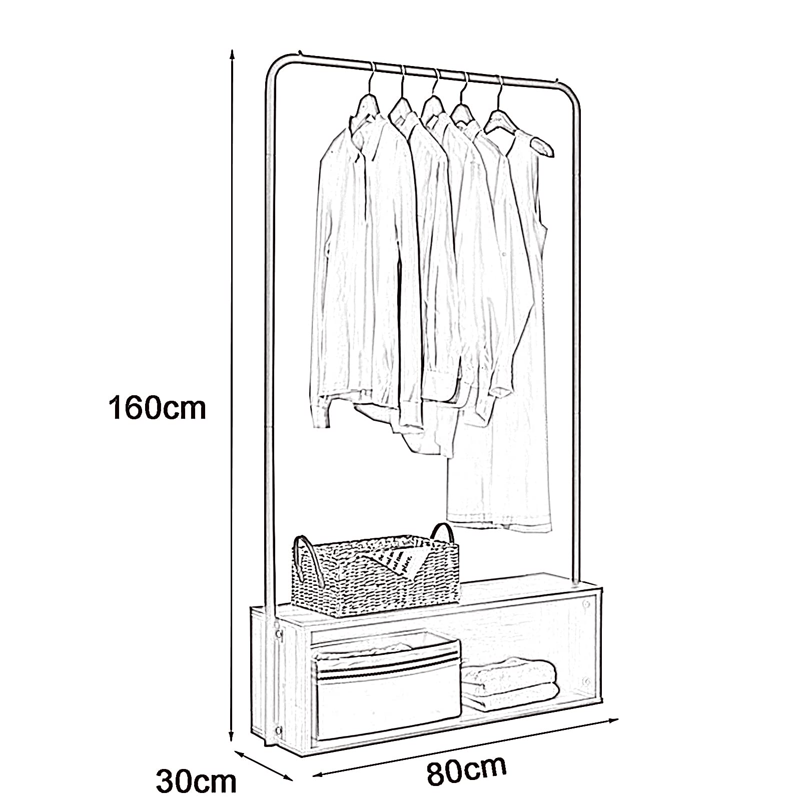 Heavy Duty Freestanding Metal Garment Rack with Storage Cabinets - Space Saving Clothes Hanging Organizer for Entryway, Bedroom & Living Room (Brown) | Perfect for Home Organization, Retail Stores & Boutique Display