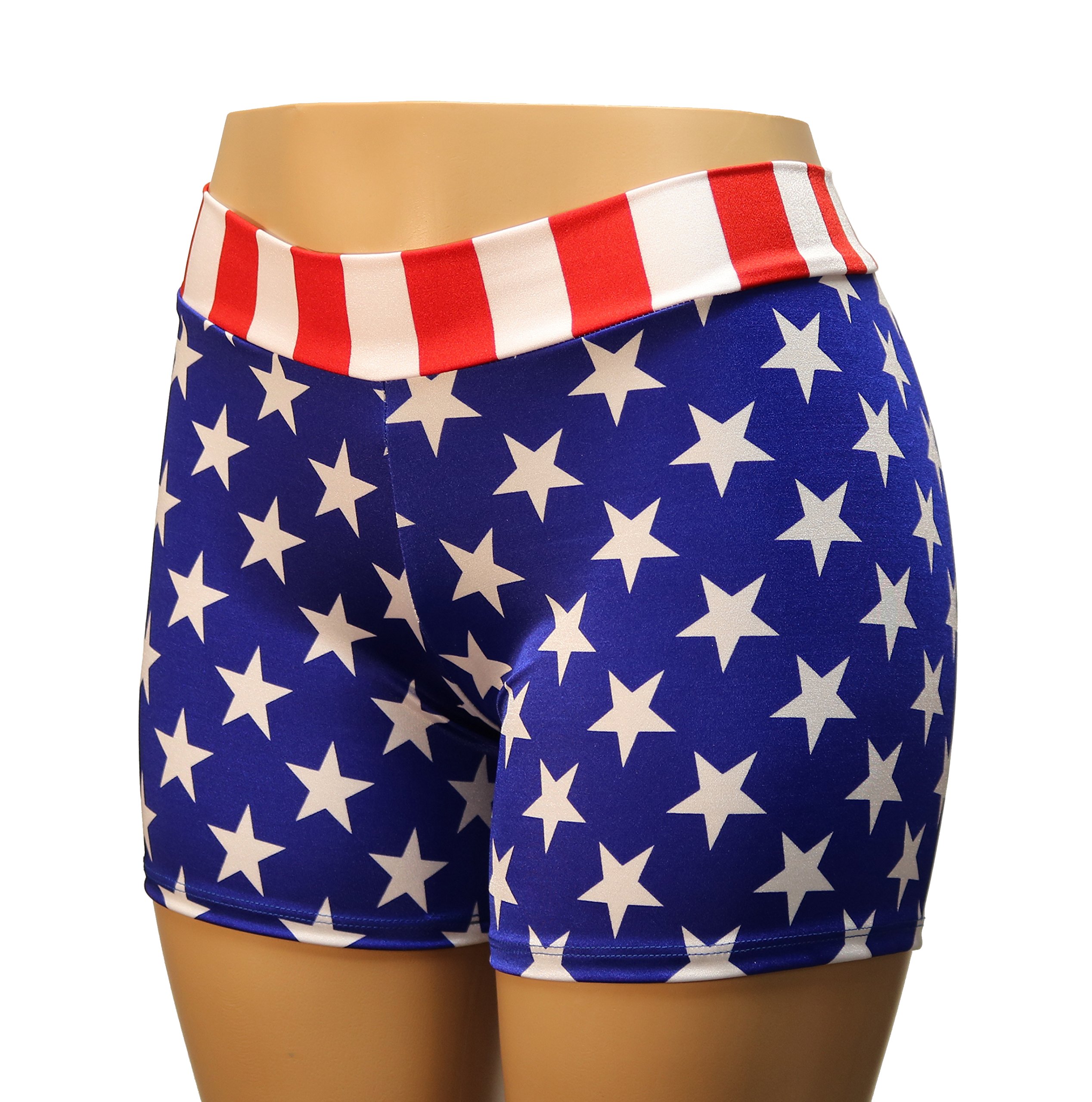 Patriotic American Flag Biker Shorts for Women - USA Stars & Stripes Design - Available in Adult & Plus Sizes - Perfect for 4th of July, Motorcycle Rides & Gym Workouts