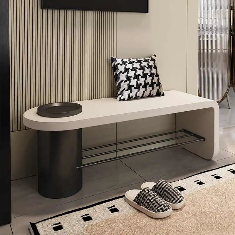 Stylish Leather Shoe Bench with Storage | Modern Entryway Stool for Comfortable Seating | Perfect for Hallway, Bedroom & Shoe Organization
