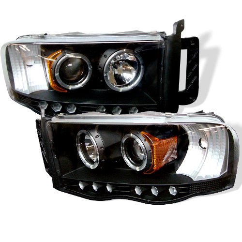 XTune LED Halo Headlights for Dodge Ram 1500 2002-2005 - Black/Clear Lens - High Performance Replacement Headlights for Night Driving & Off-Road Adventures