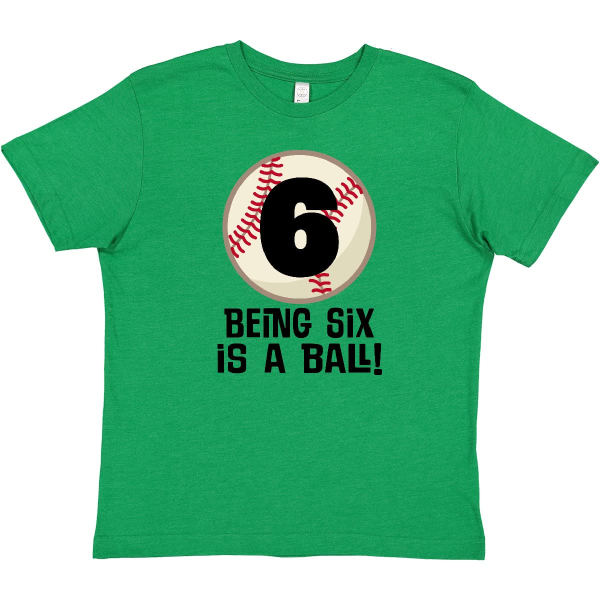 Inktastic 6th Birthday Baseball T-Shirt for 6 Year Old Boys & Girls - Perfect for Birthday Parties, Sports Events & Casual Wear