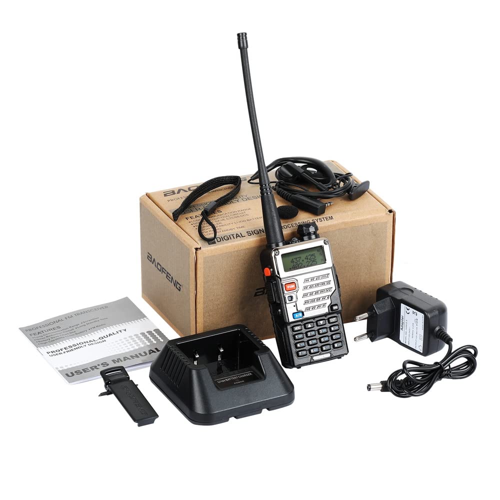 **UV-5RE+ Dual Band VHF/UHF Walkie Talkie with LED Indicator, 128 Memory Channels, Long Range Portable Two Way Radio - Professional & Easy to Use (Black) - Ideal for Outdoor Adventures, Construction Sites & Emergency Communication**