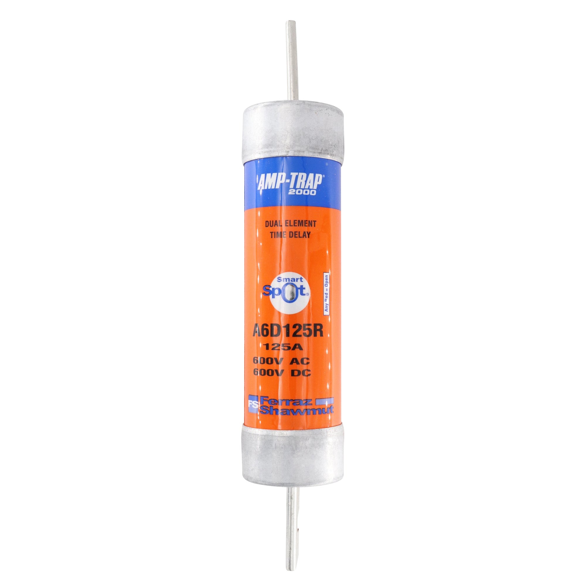 FERRAZ SHAWMUT A6D125R AMPTRAP® Time Delay Fuse - RK1 Class, 600V, 125A - Perfect for Industrial Electrical Panels and Motor Protection Circuits