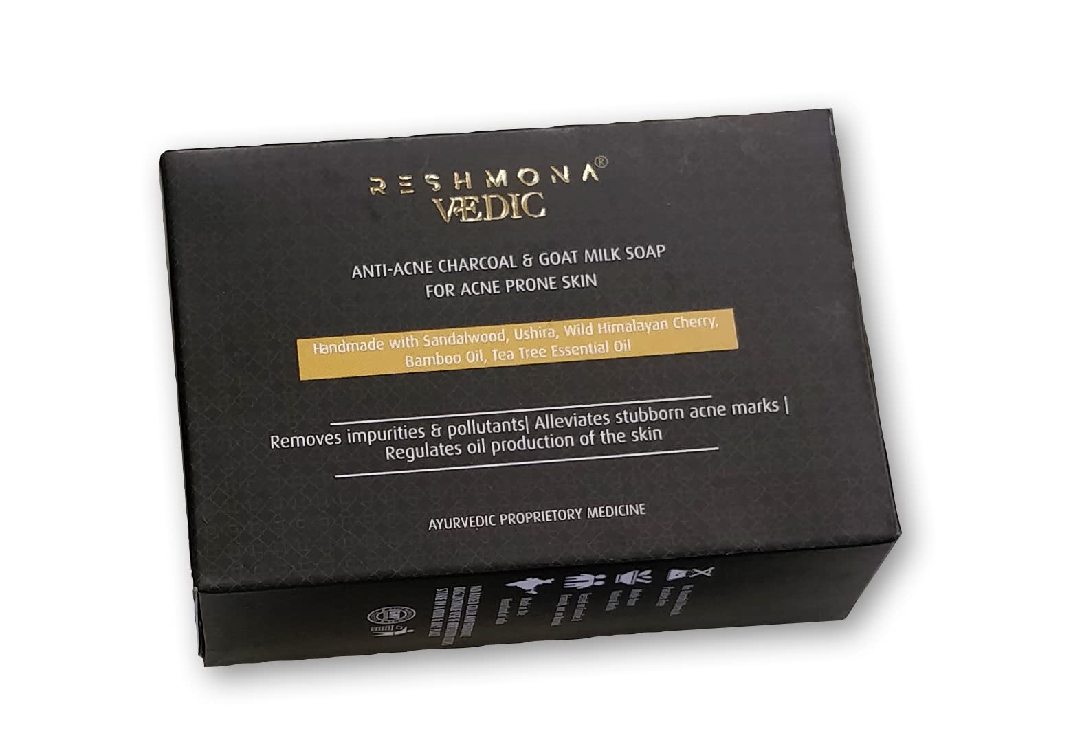 RESHMONA VEDIC Anti Acne Charcoal & Goat Milk Soap - Natural Face Cleanser for Oily & Acne-Prone Skin - Perfect for Daily Skincare Routine & Deep Pore Cleansing