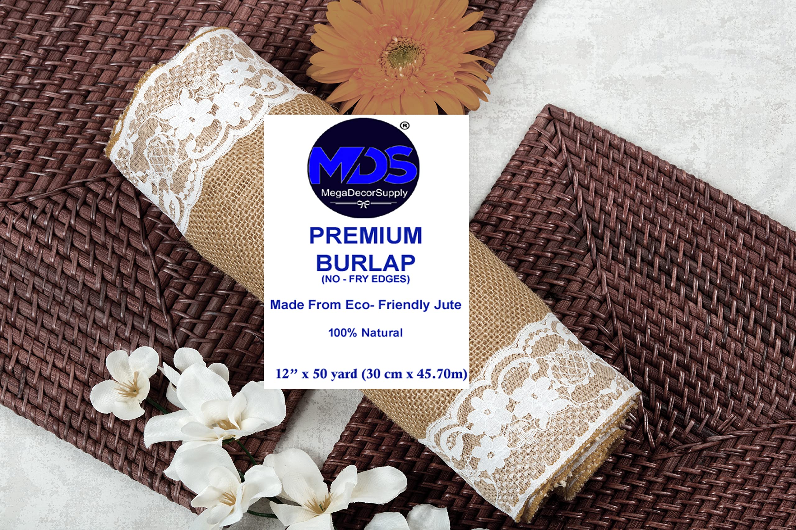 Natural Jute Burlap Table Runner 12x50 Inches - Farmhouse Wedding Decor, Rustic Centerpiece for Outdoor Tables & Woven Placemats - Perfect for Barn Weddings, Country Events & Home Decor
