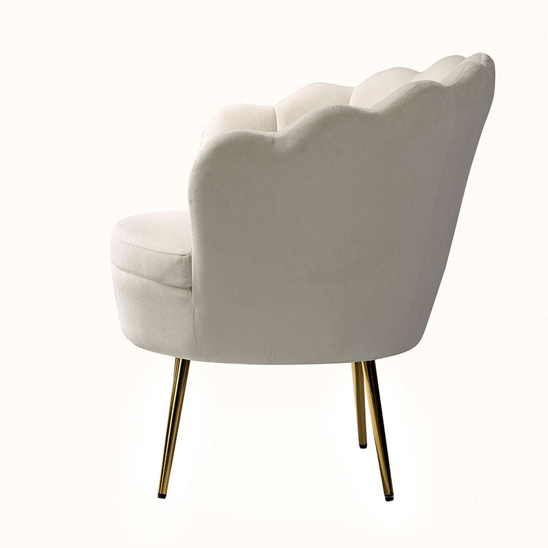Evelia Velvet Scalloped Barrel Chair - Luxurious Velvet Accent Chair with Curved Back for Living Room, Bedroom & Office - Perfect for Reading Nook, Lounge Area or Home Decor